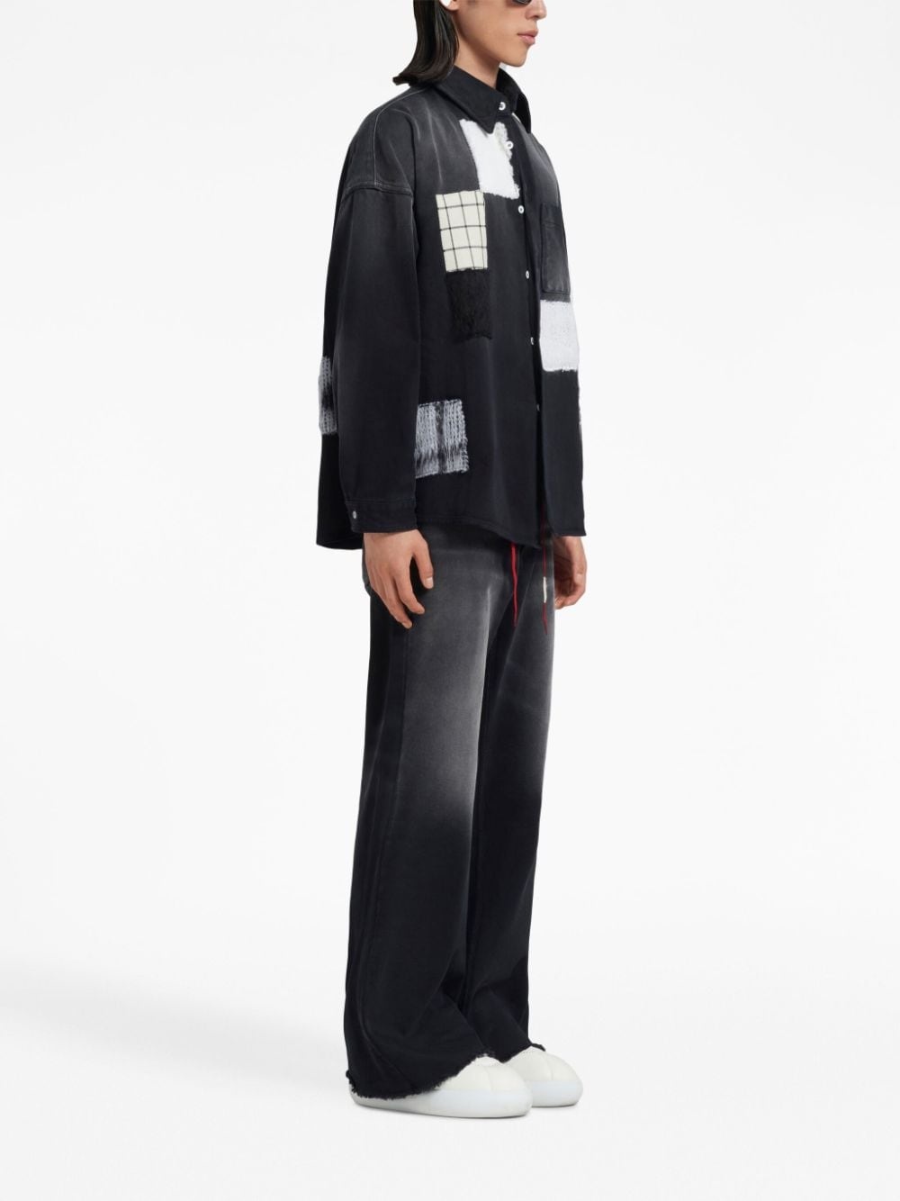 patchwork-detail cotton shirt - 2