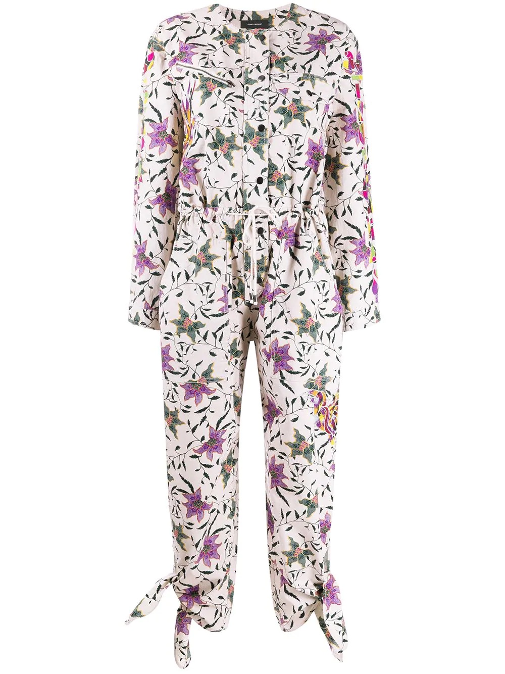 floral print long-sleeve jumpsuit - 1