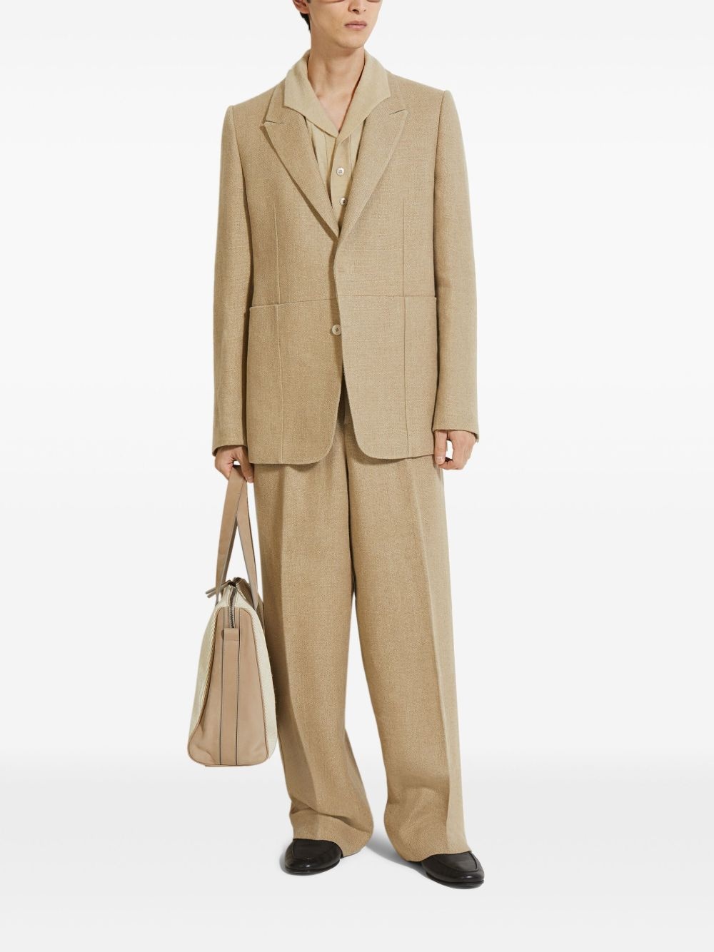 mélange linen trousers - 2