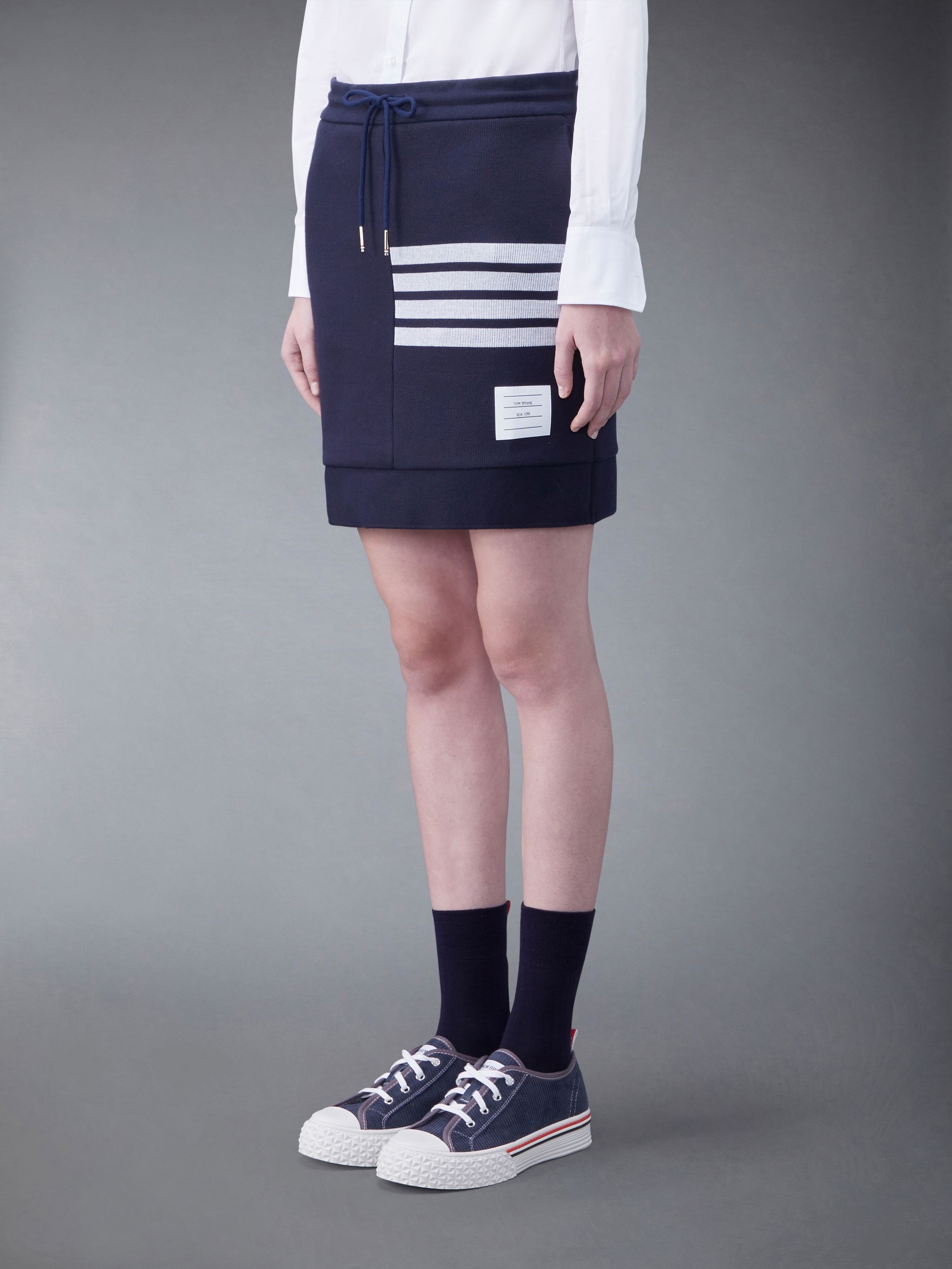 Doube Face Knit 4-Bar Sack Mini Skirt - 2