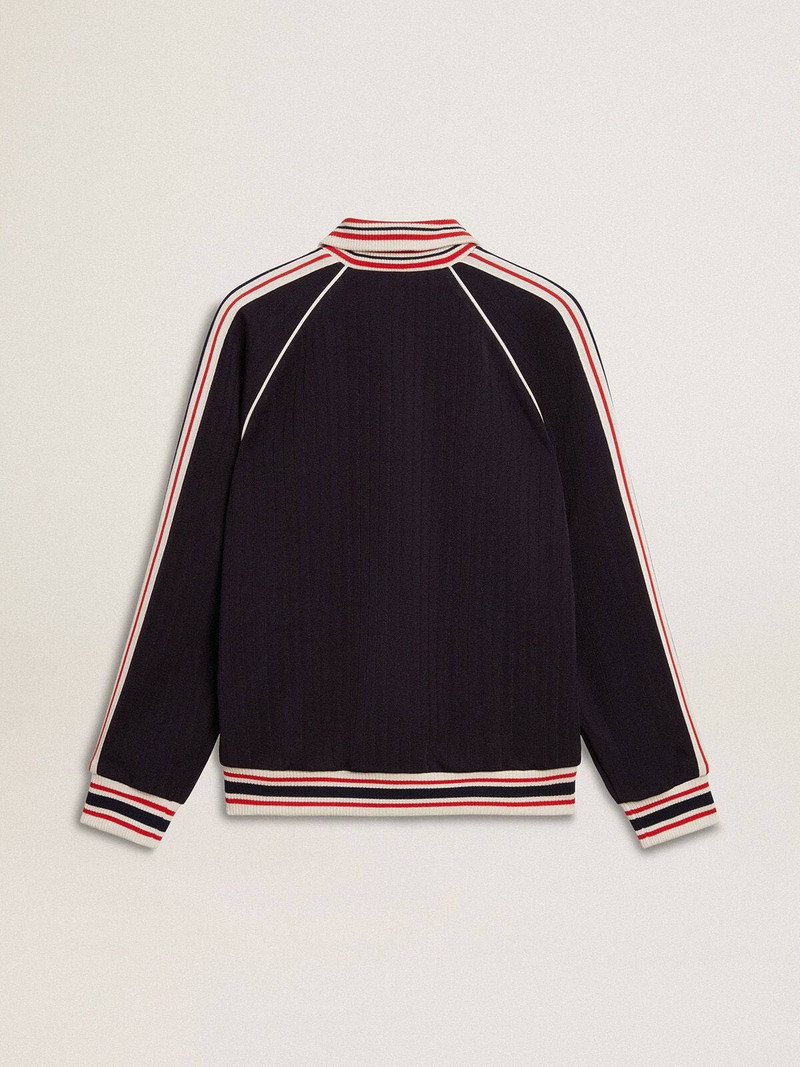 Men’s dark blue zipped sweatshirt with white logo 4