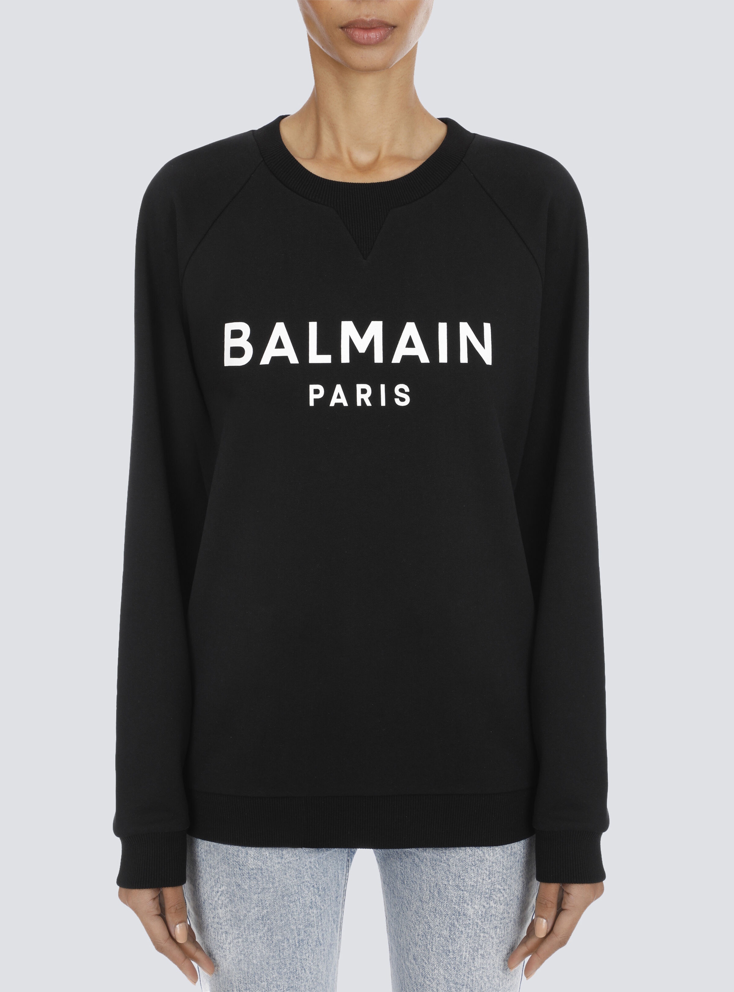 Eco-designed cotton sweatshirt with Balmain logo print - 6