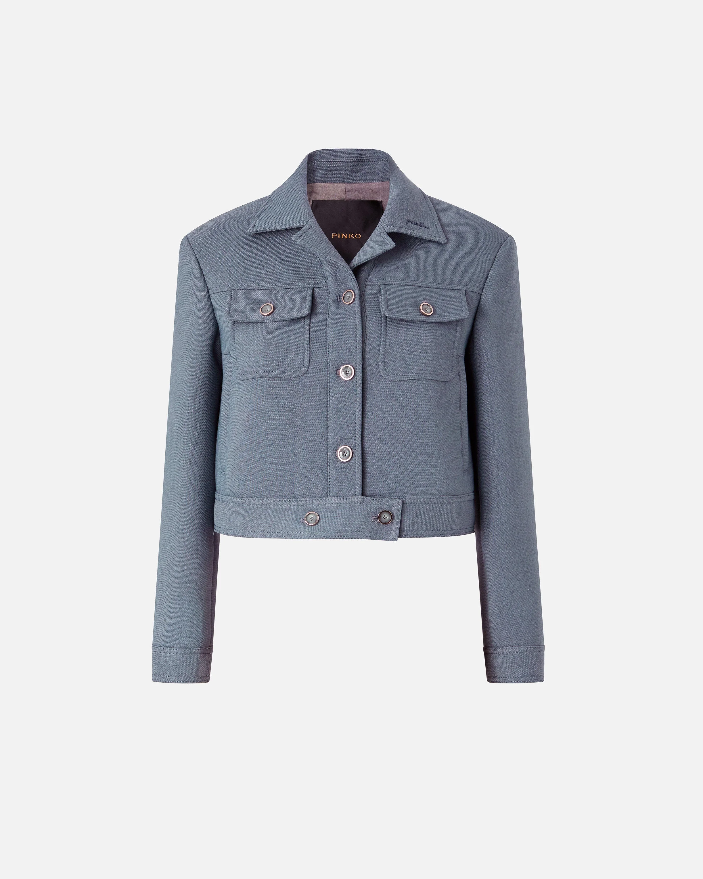 CROPPED JACKET WITH TOPSTITCHING - 1