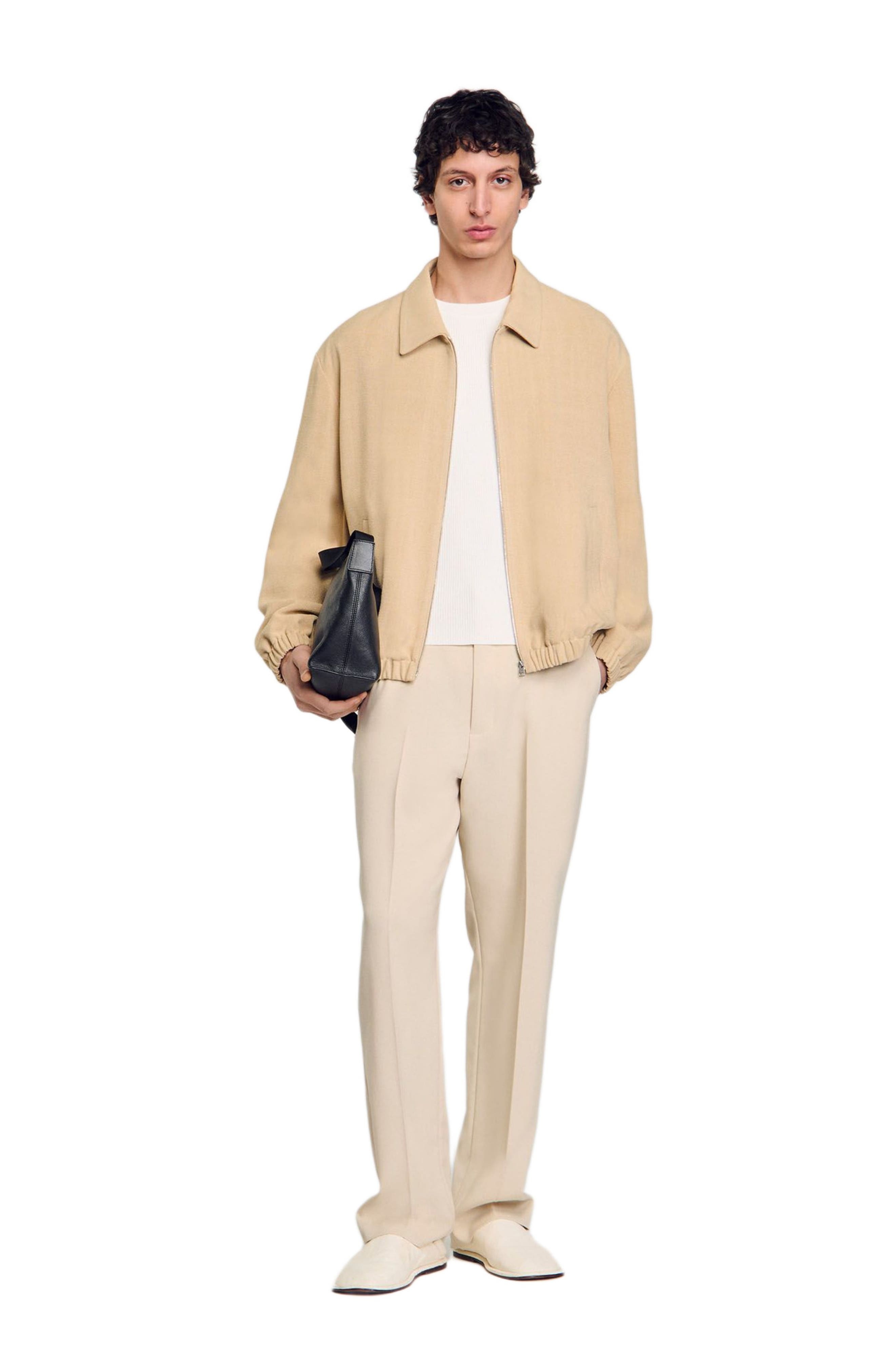 SANDRO Zip-up jacket in Oats at Nordstrom - 4