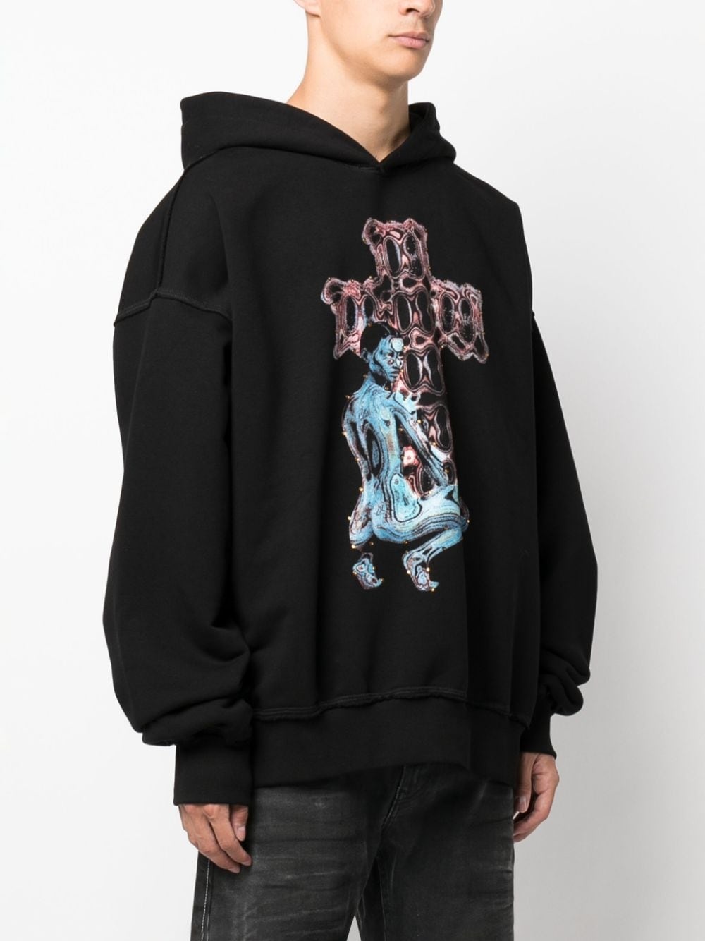 graphic-print cotton-blend hoodie - 3