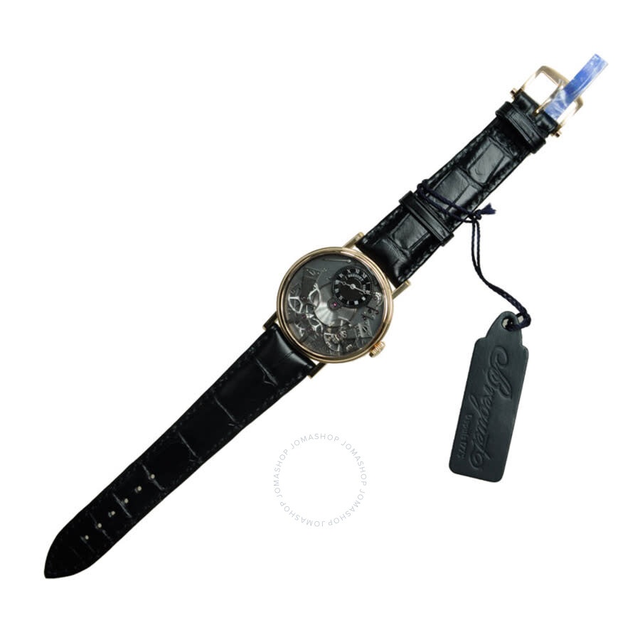 Breguet Tradition Black Skeleton Dial 18kt Rose Gold Black Leather Manual Wind Men Watch 7027BRG99V6 - 3