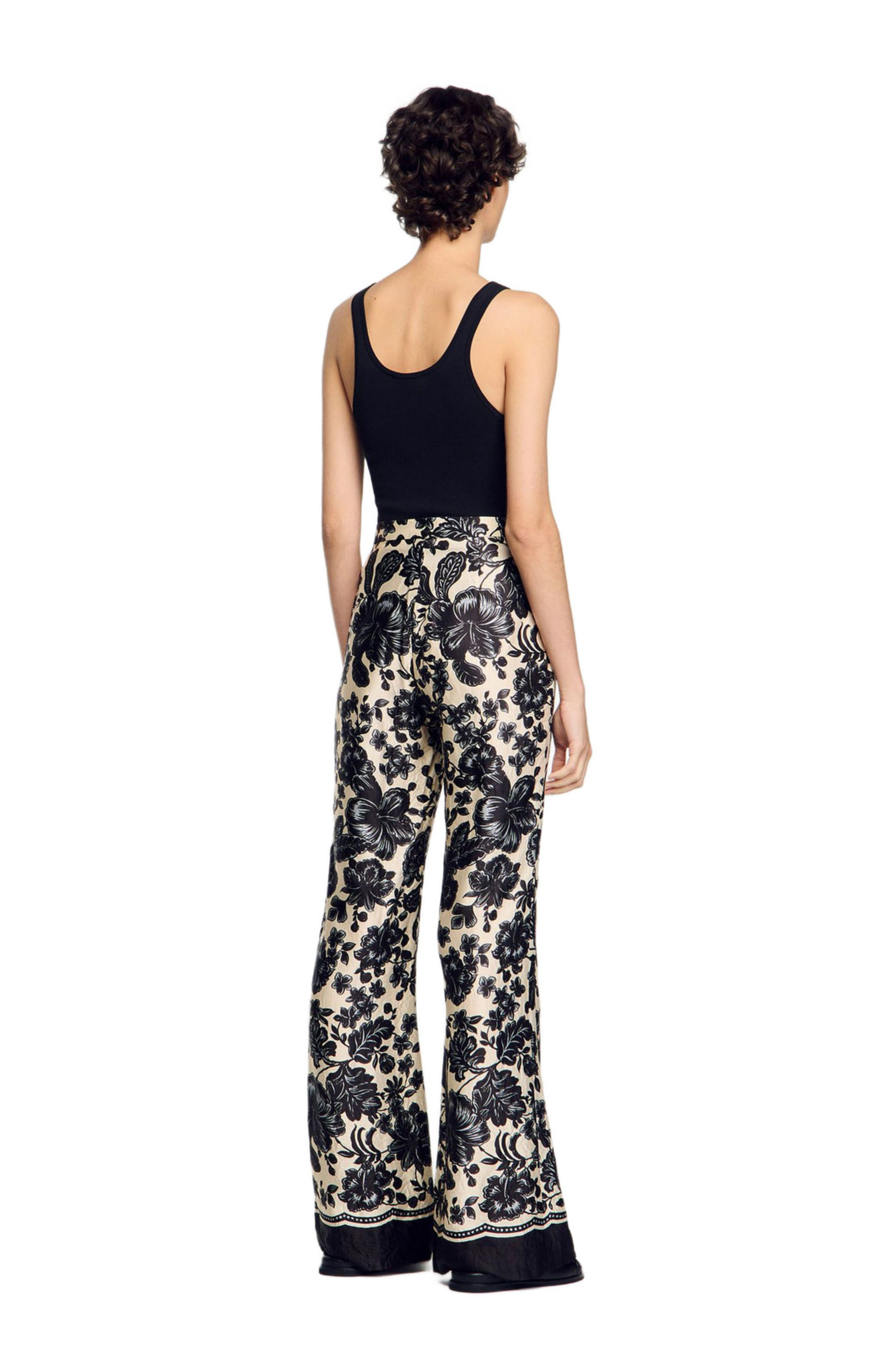 SANDRO Floral pants in Ecru /Black at Nordstrom - 2