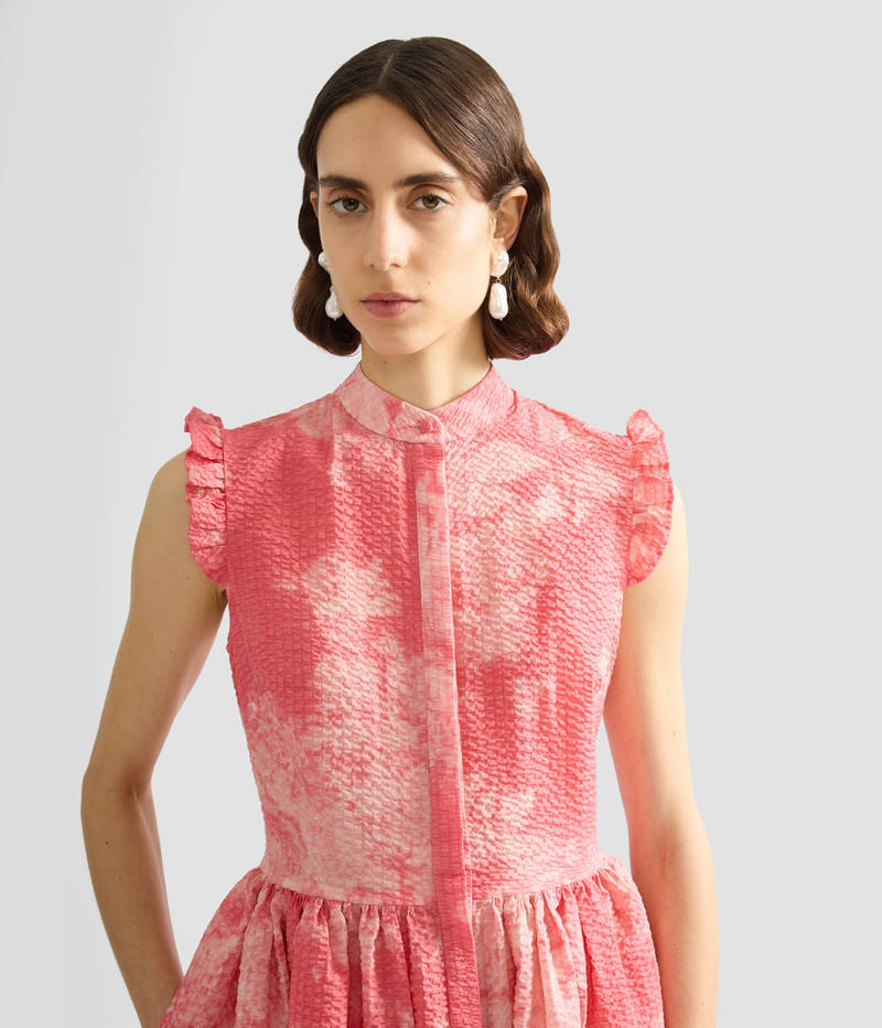 FLORAL PRINT COTTON FIT AND FLARED MIDI DRESS 4