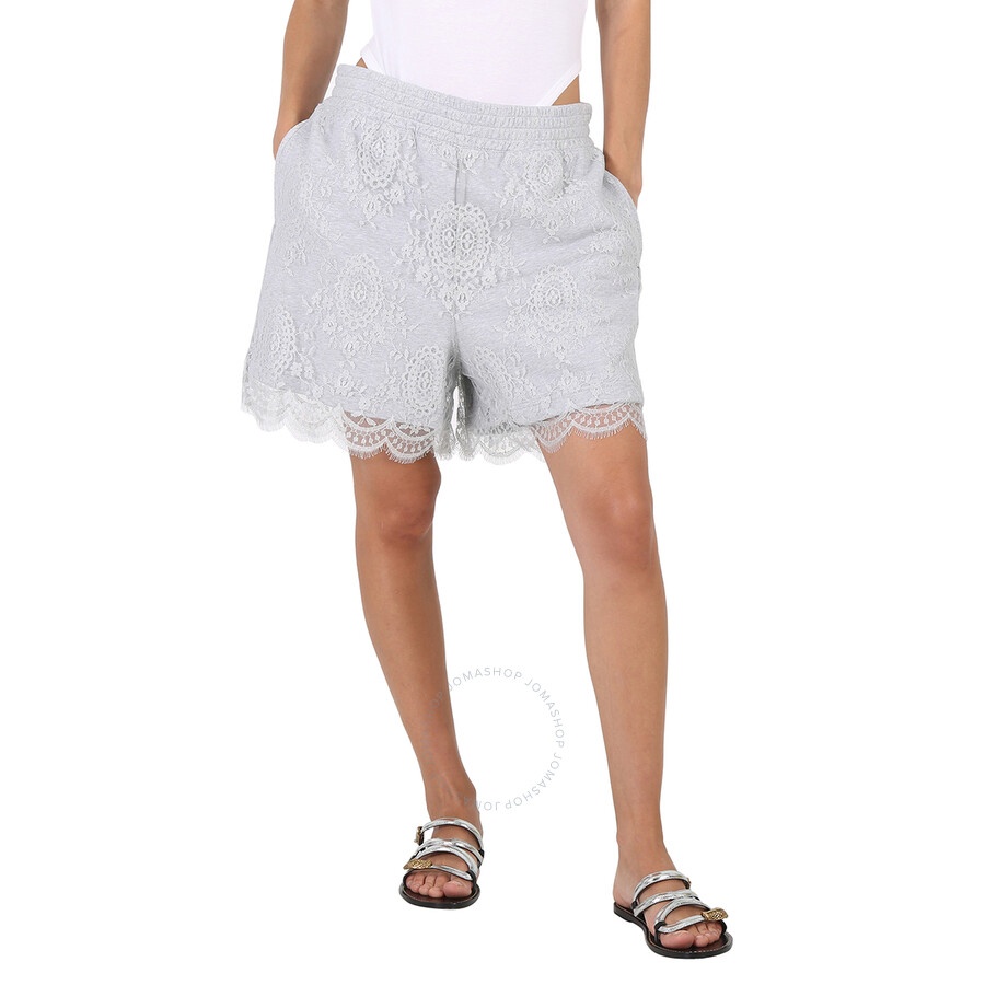 Burberry Light Pebble Grey Lace And Cotton Shorts - 3