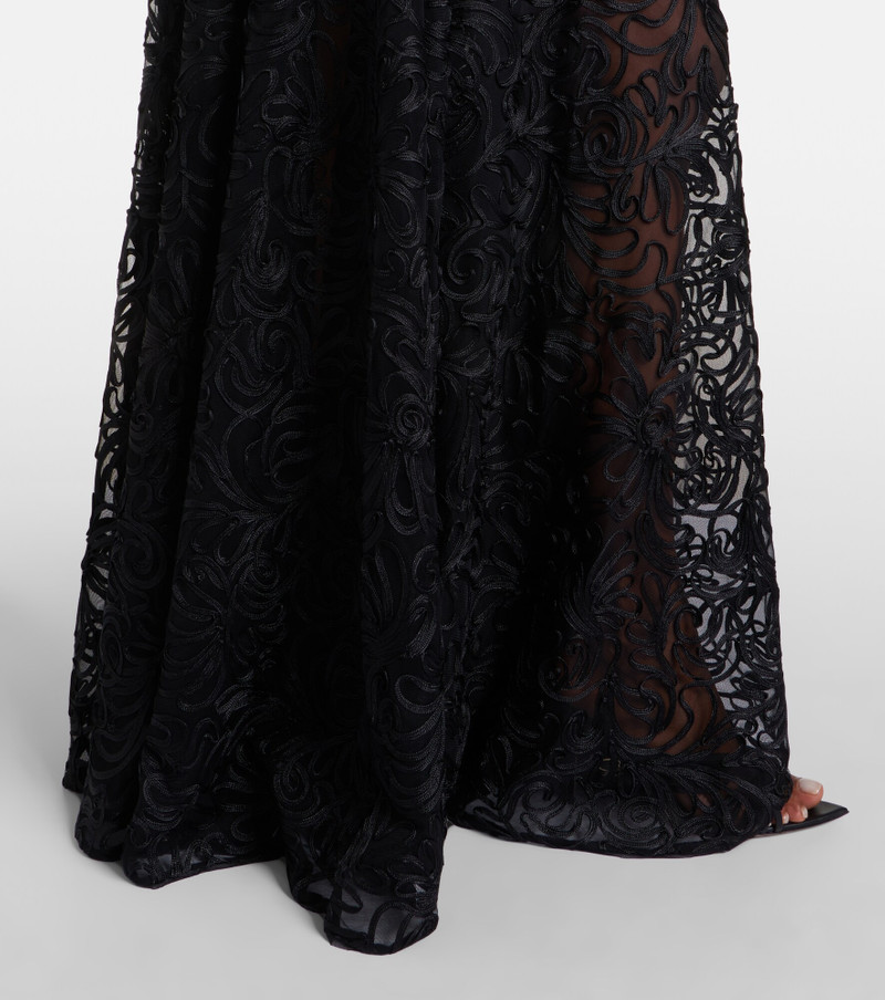 Cayla embroidered semi-sheer gown 4