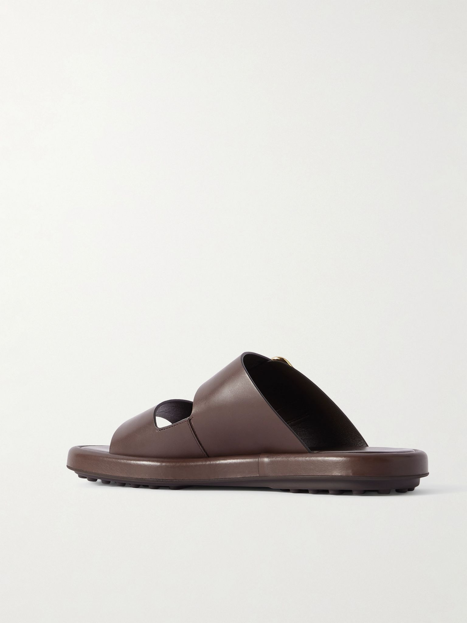 Buckled leather sandals Dark brown - 3
