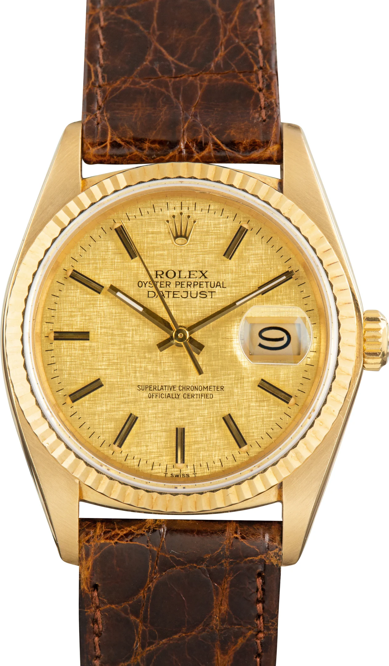 Pre-Owned Rolex Datejust 36 Ref 16018 Yellow Gold on Leather - 1