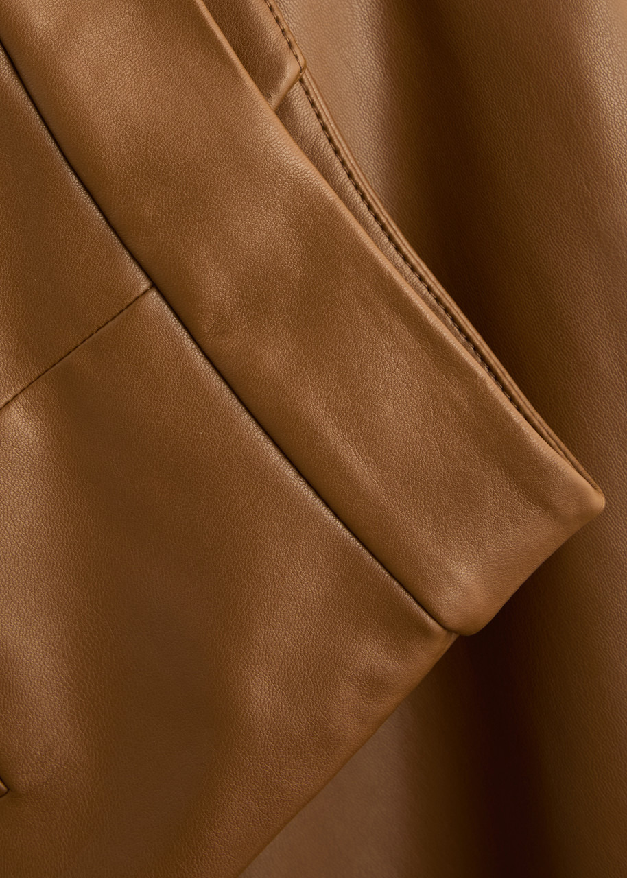 Veronica Beard Louise Faux Leather Midi Skirt - 5