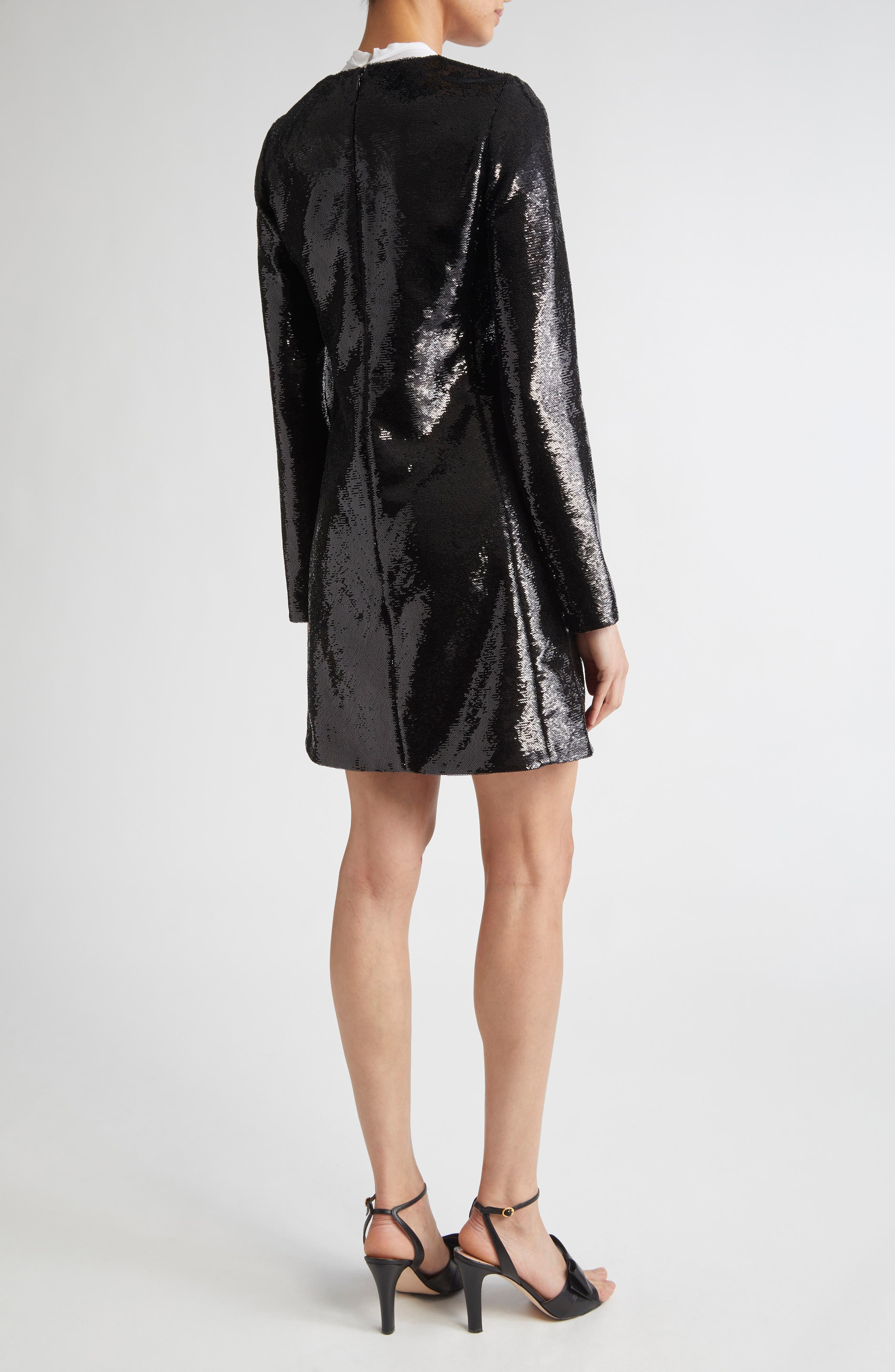 Giambattista Valli Bow Neck Long Sleeve Sequin Minidress in Black at Nordstrom - 2