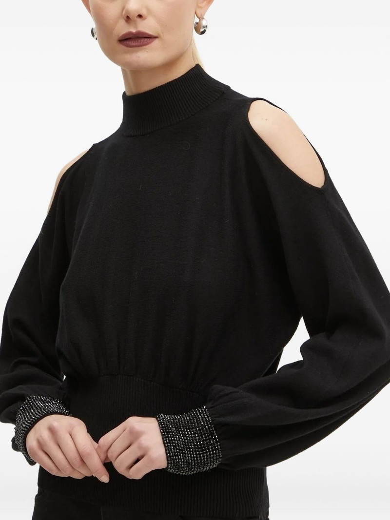 high-neck embellished-cuff sweater 1