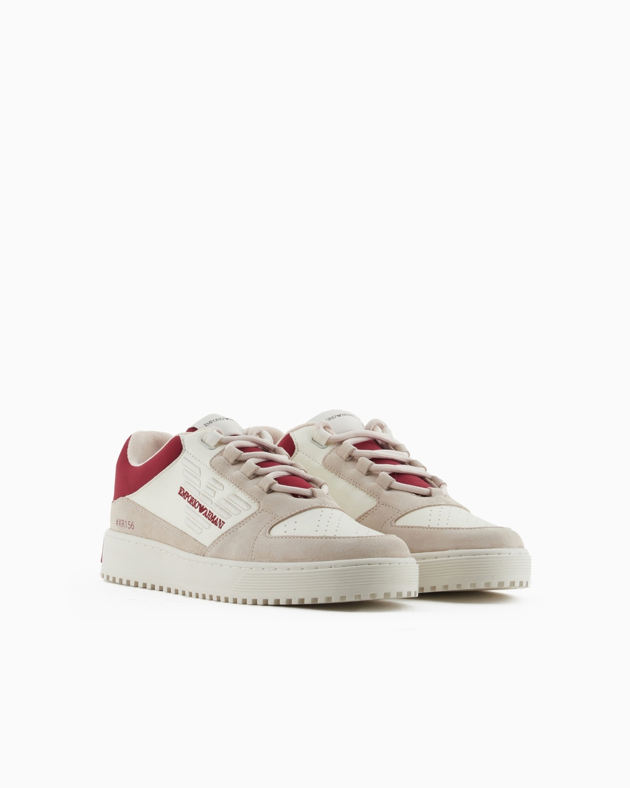 LEATHER SNEAKERS WITH SUEDE DETAILS AND OVERSIZED EMBOSSED EAGLE - 2