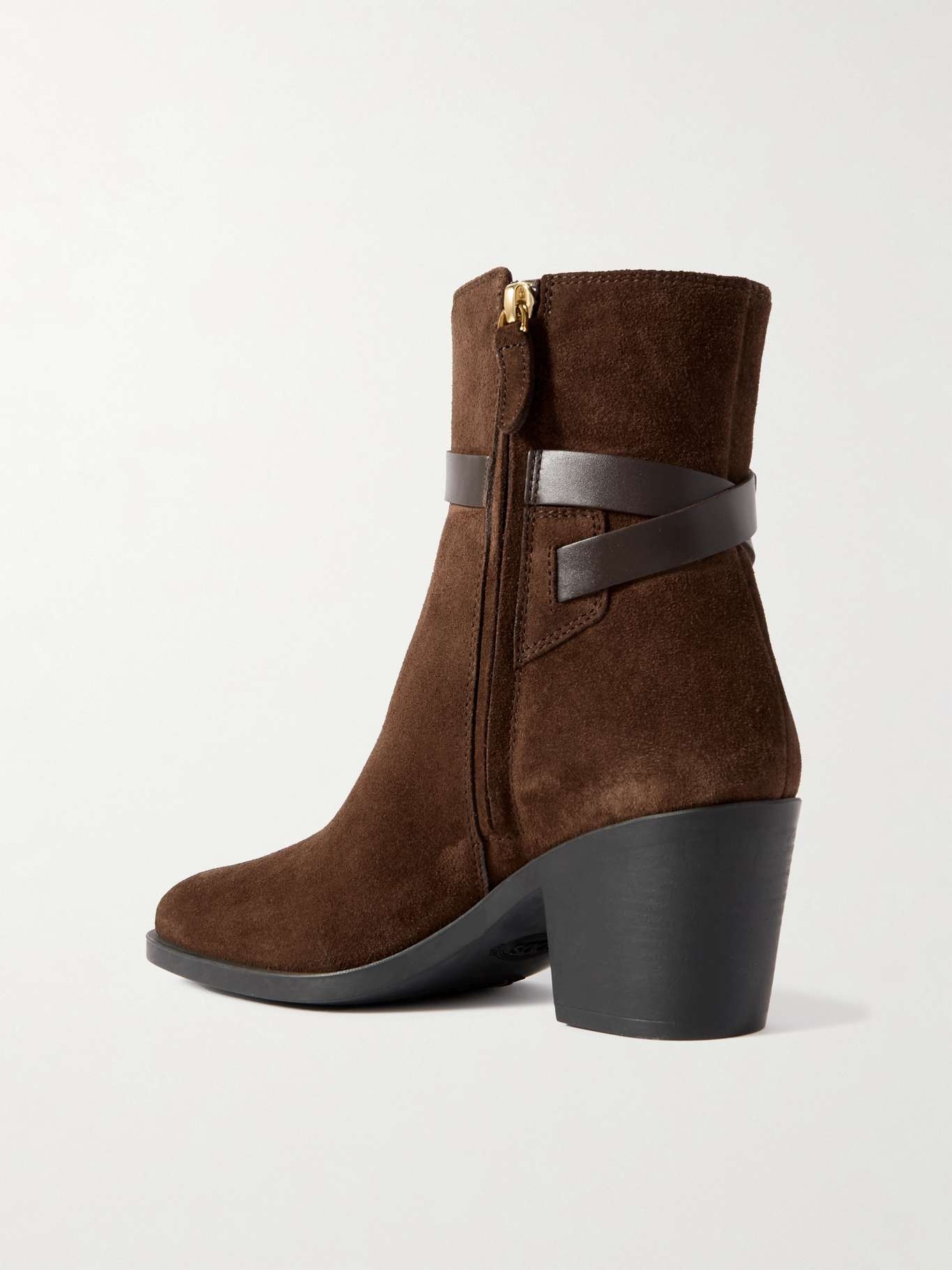 Embellished leather-trimmed suede ankle boots - 3