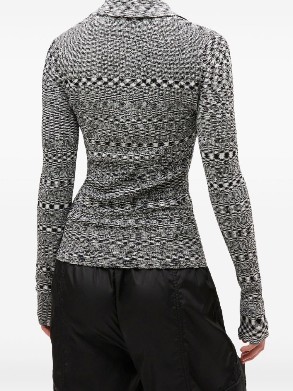 space-dye check polo neck top - 4