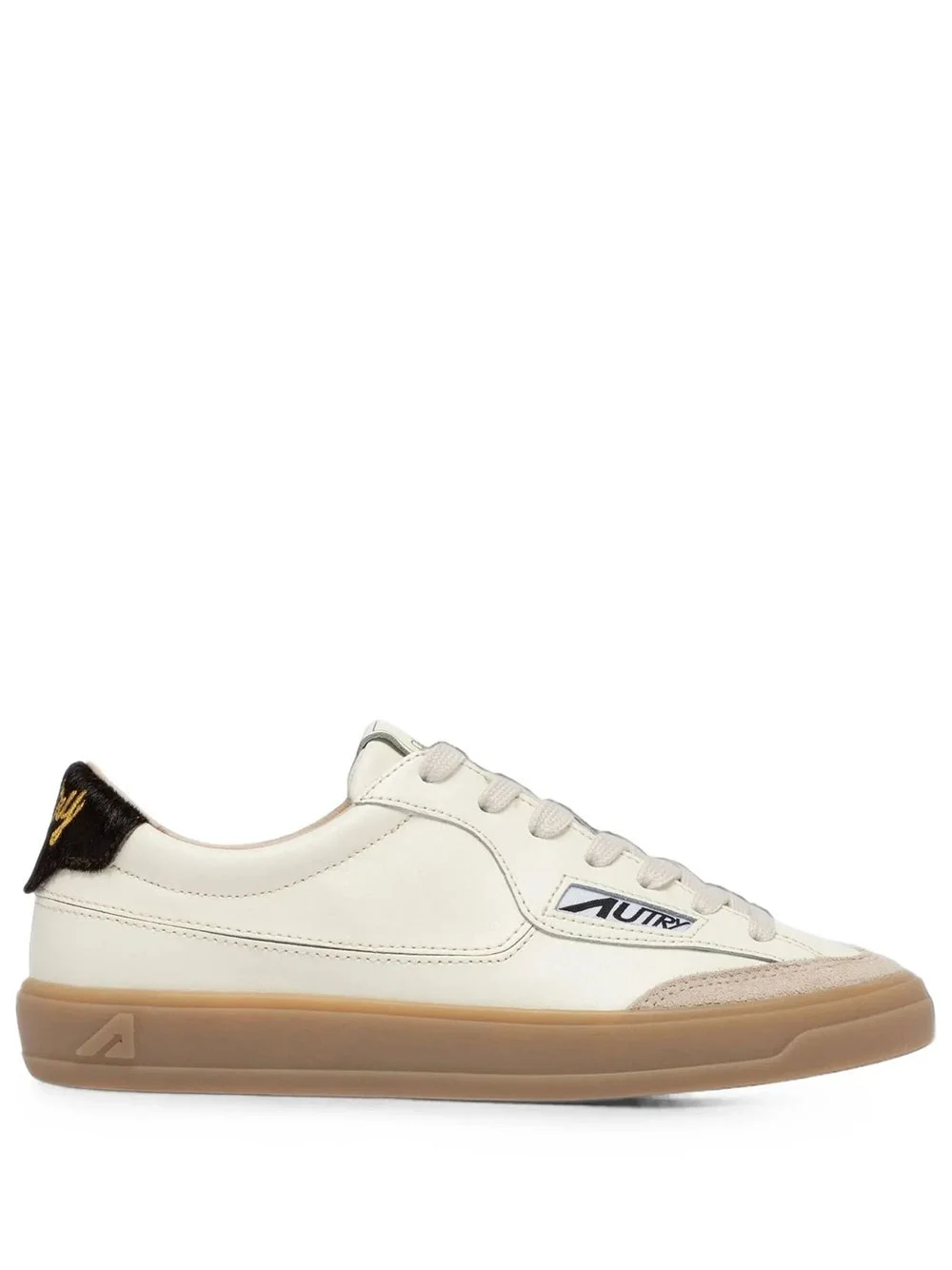 WINDSCAPE LOW SNEAKERS IN MARSHMALLOW AND BROWN LEATHER - 1