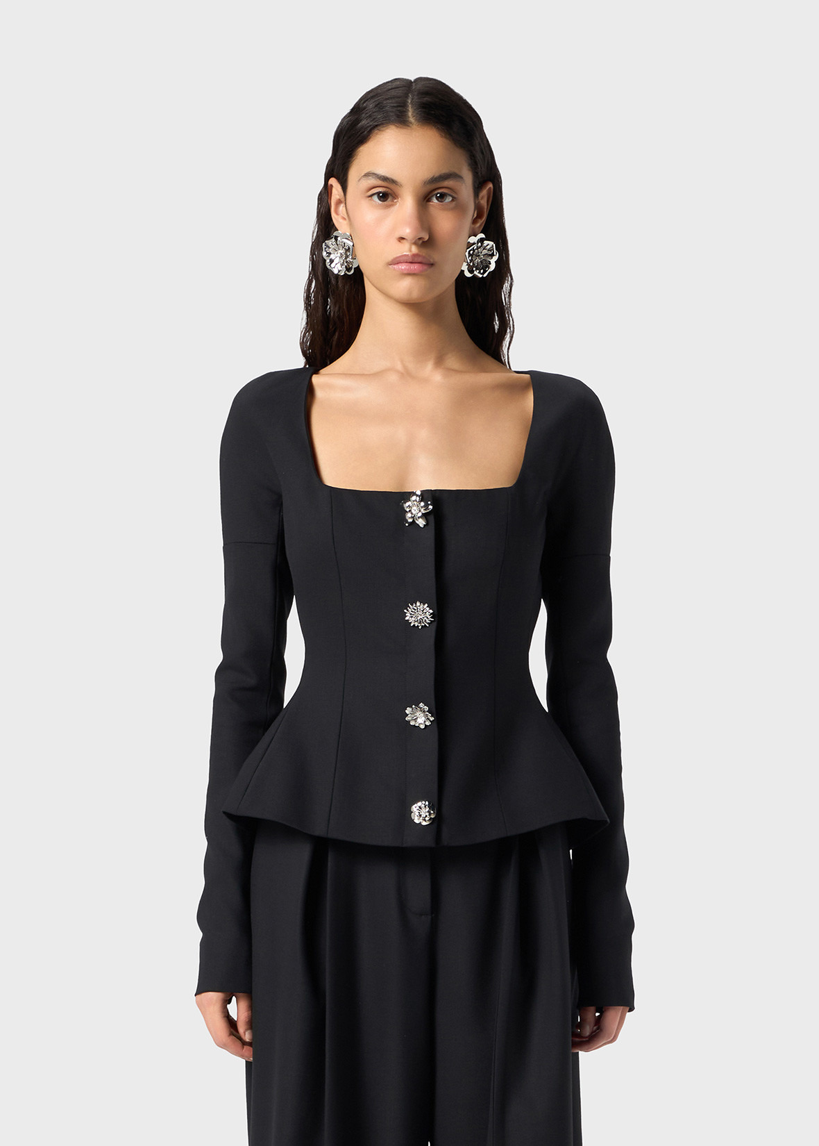 TWILL JACKET WITH GEM BUTTONS - 3