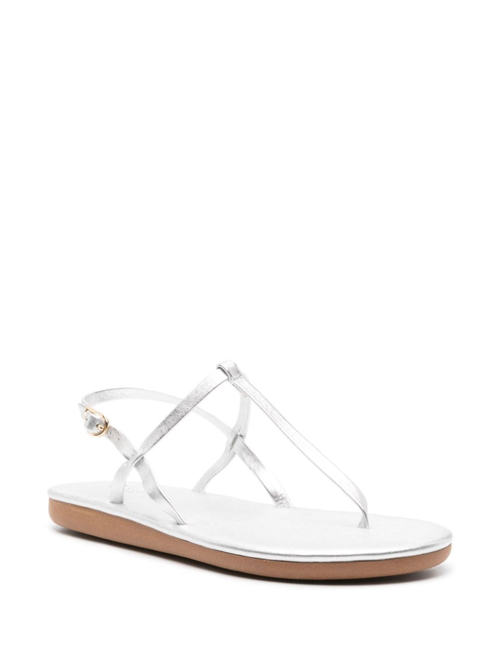 Lito logo-debossed metallic leather sandals - 2