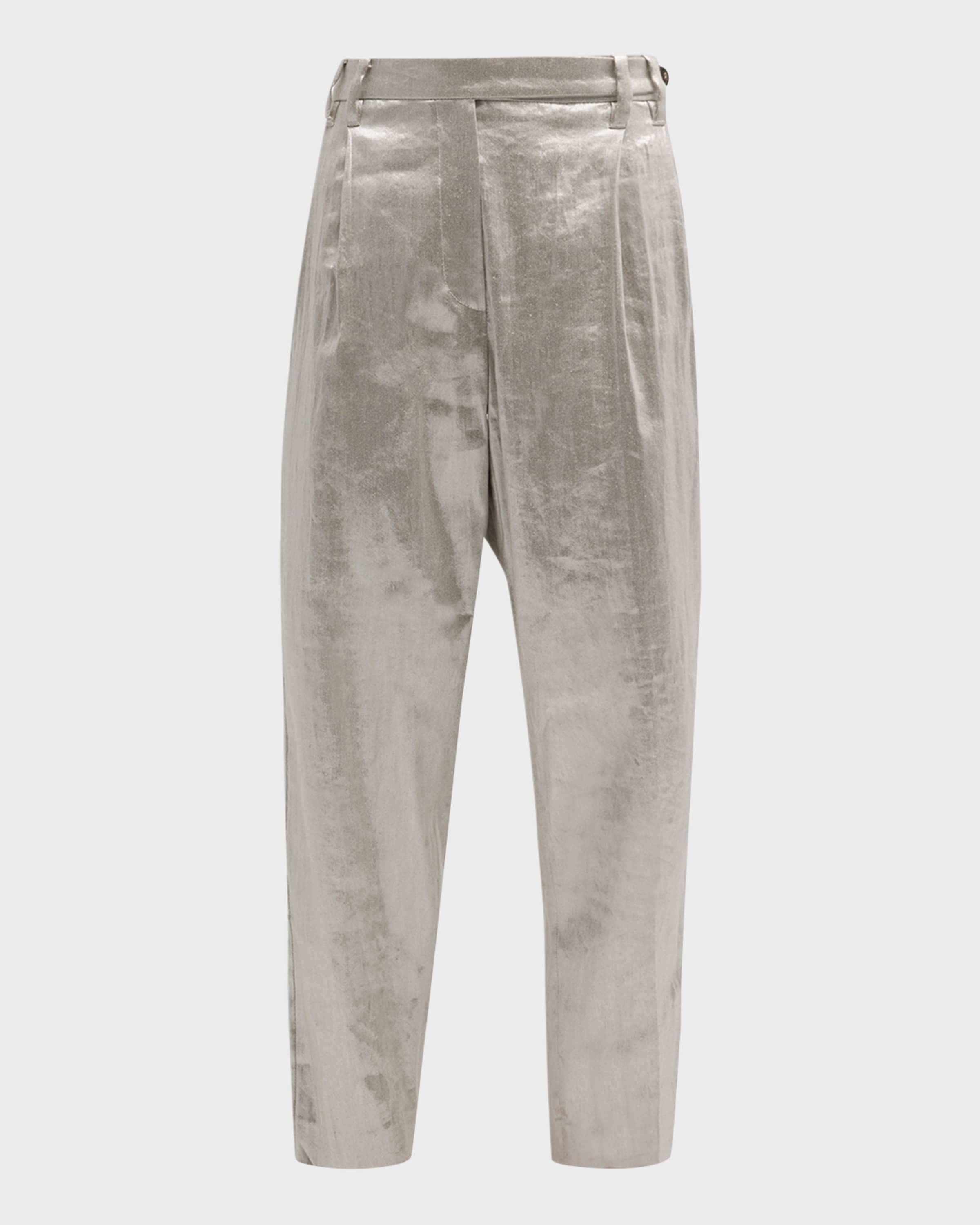 Linen Metallic Tailored Pants - 1