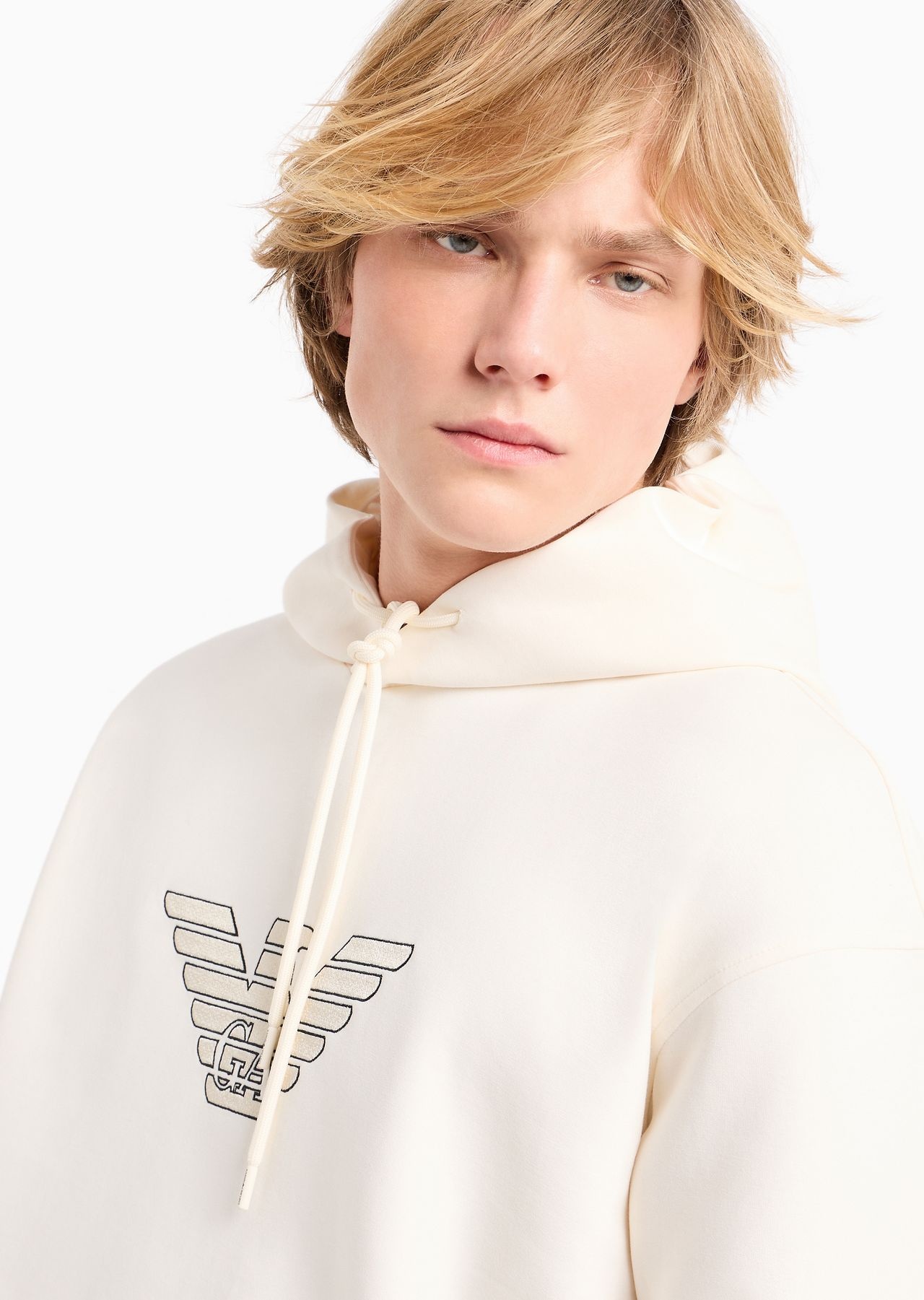 Oversized double-jersey hooded sweatshirt with logo embroidery trim - 5