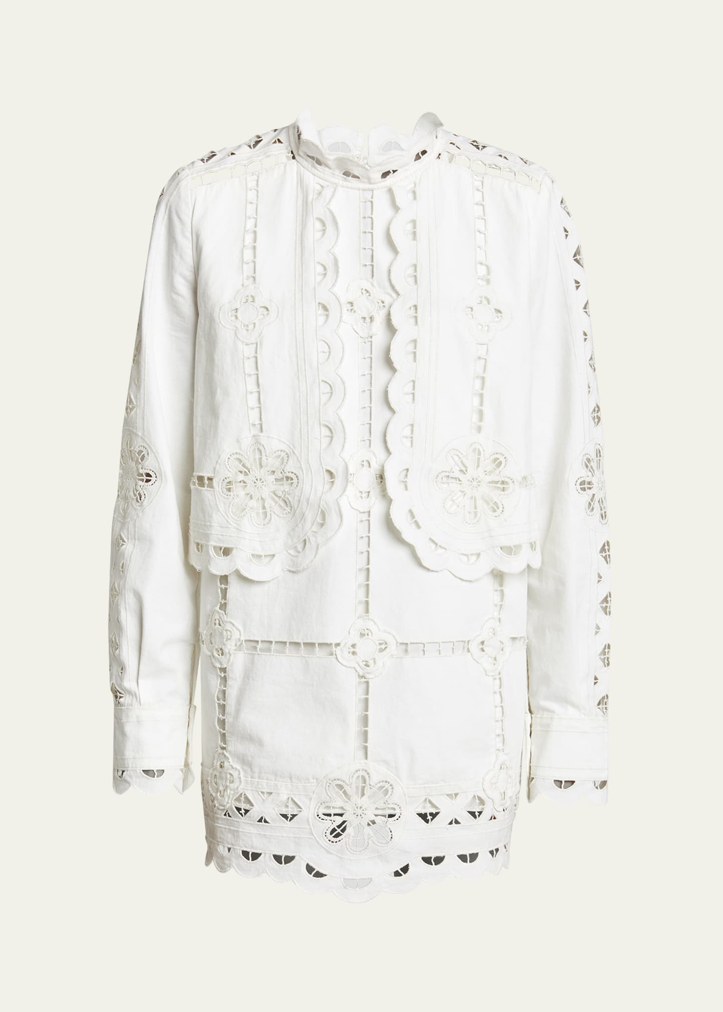Isabel Marant Praline Cutout Lace Scallop Mini Dress
