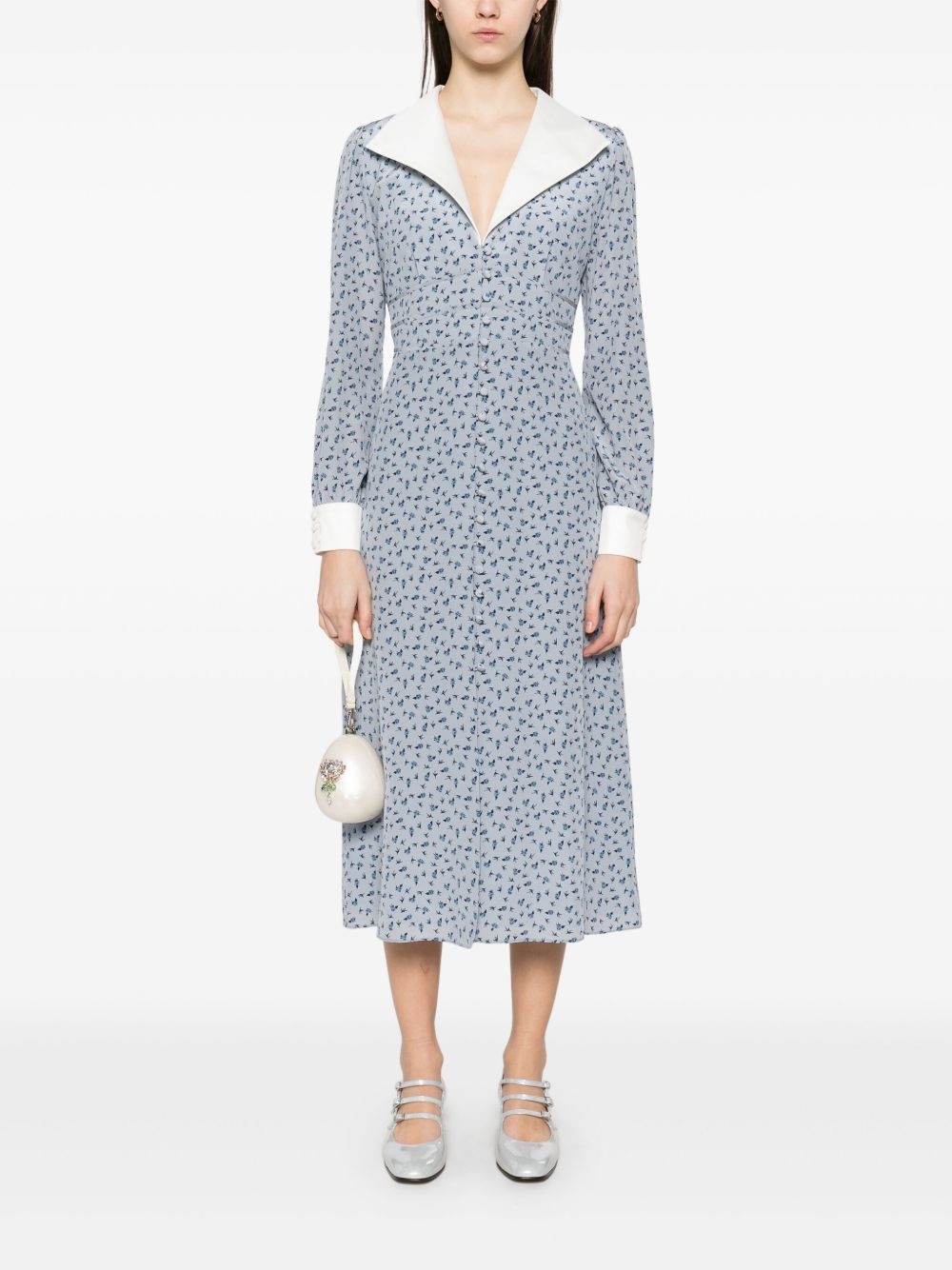rose-print midi dress - 2