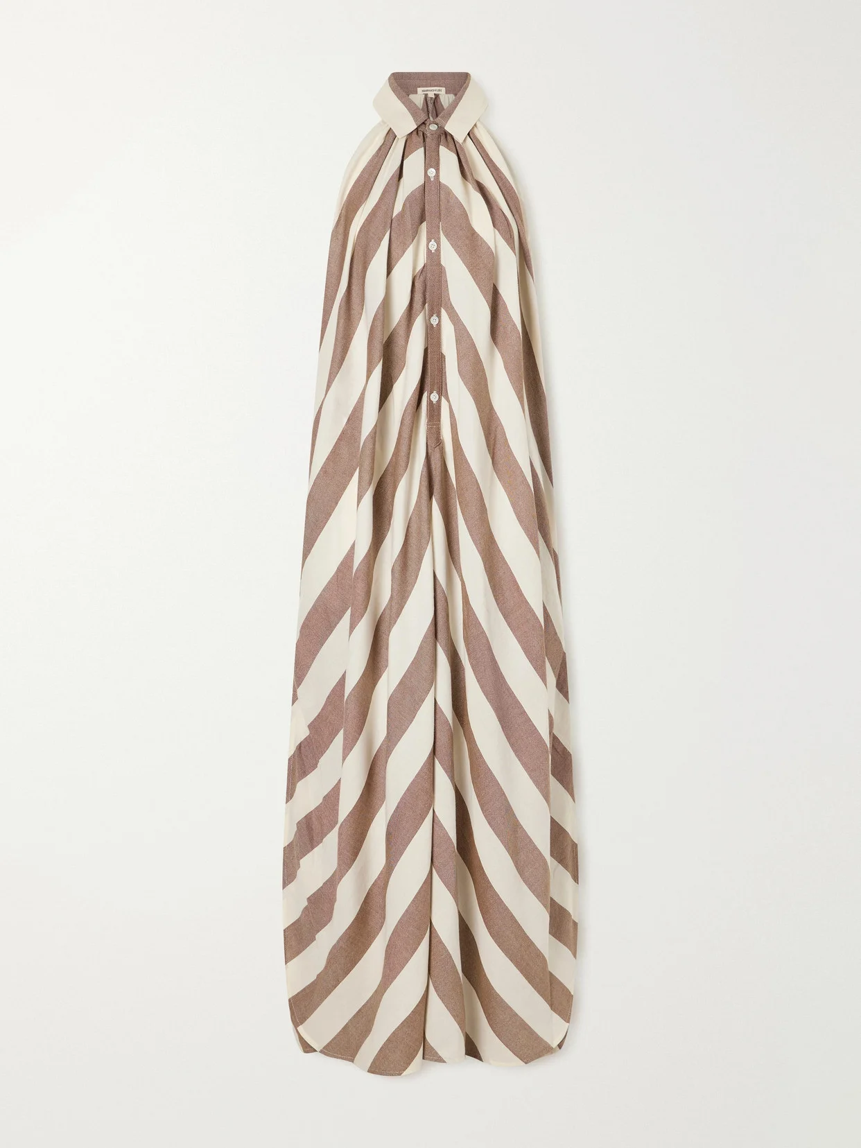 Striped Cotton-poplin Halterneck Maxi Dress - 1