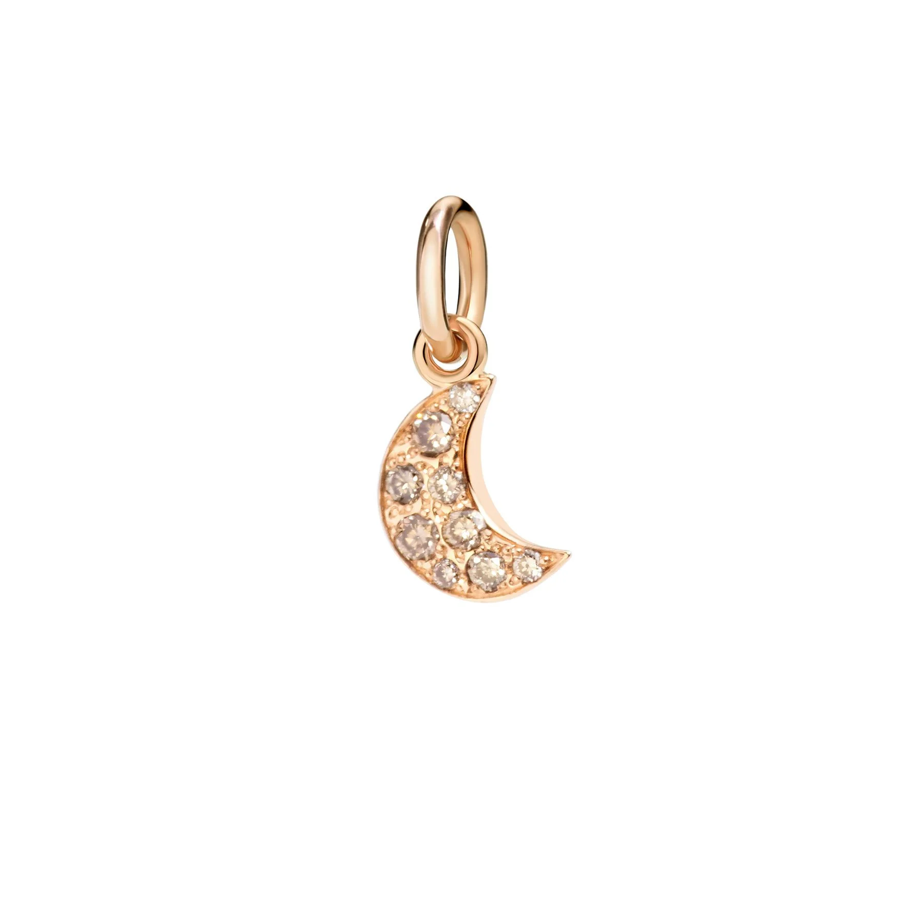 ROSE GOLD & BROWN DIAMOND MOON CHARM - 1