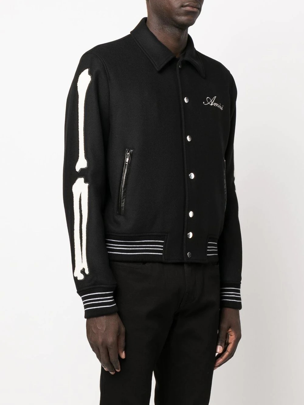 bones appliqué wool-blend bomber jacket - 3