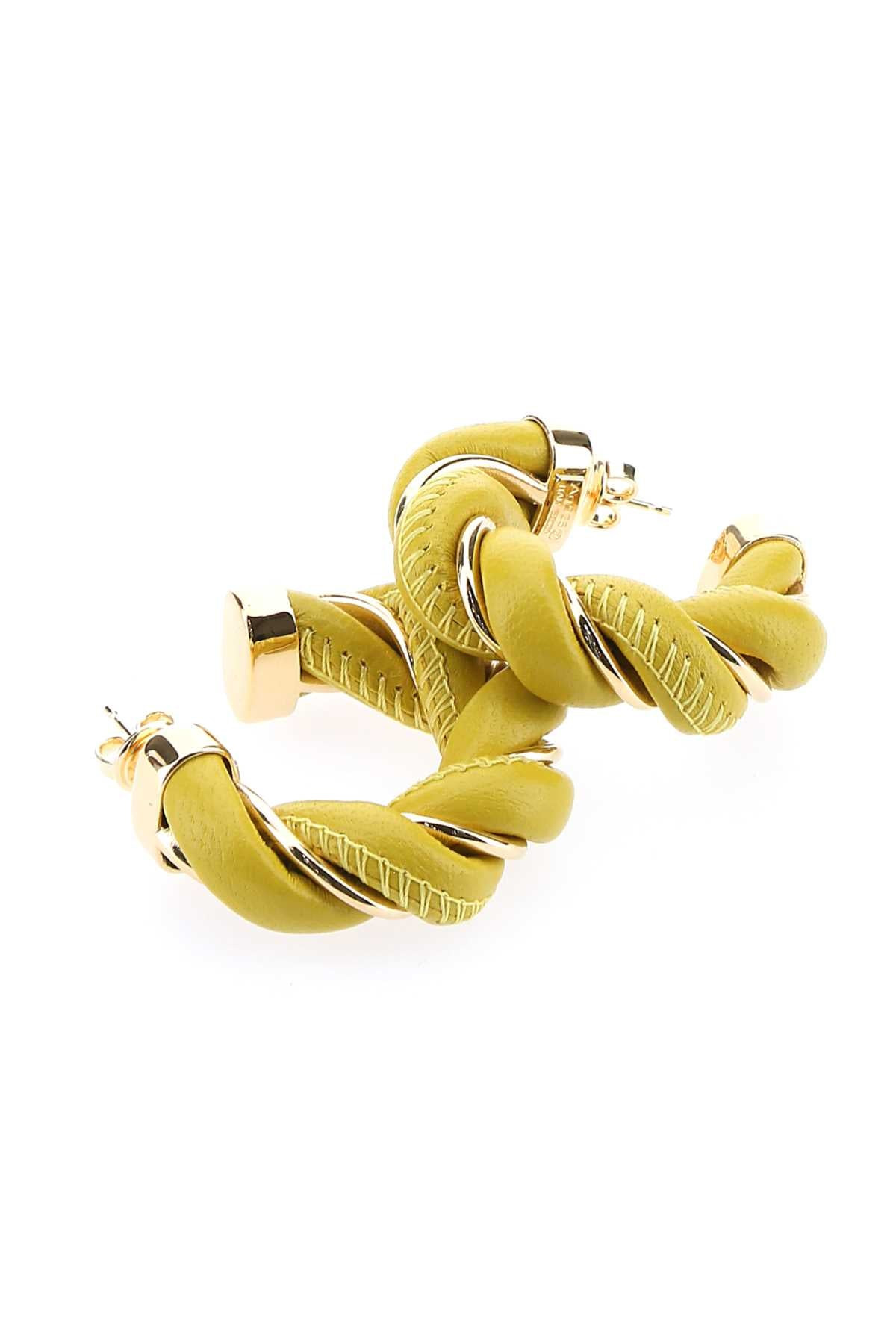 Bottega Veneta Women Yellow Nappa Leather And 925 Silver Twist Earrings - 2