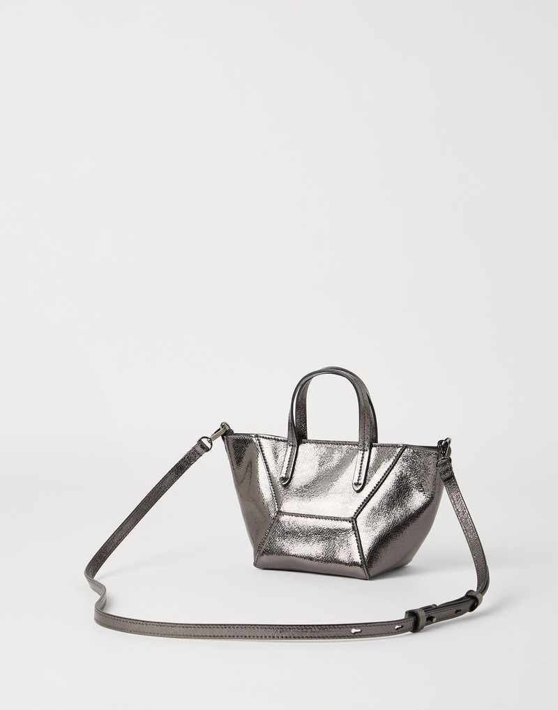 Brunello Cucinelli Lamé grained calfskin BC Duo mini bag with monili outlook