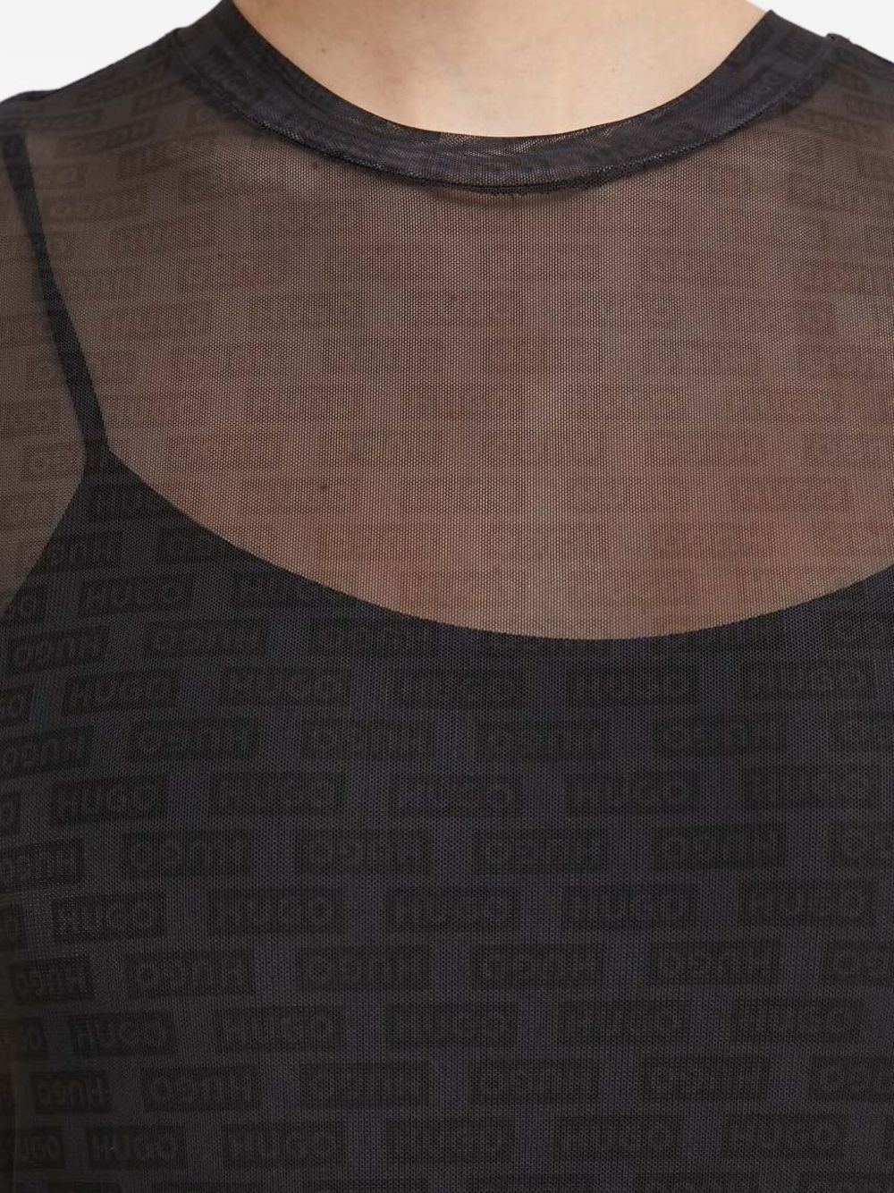 logo-print mesh dress - 4