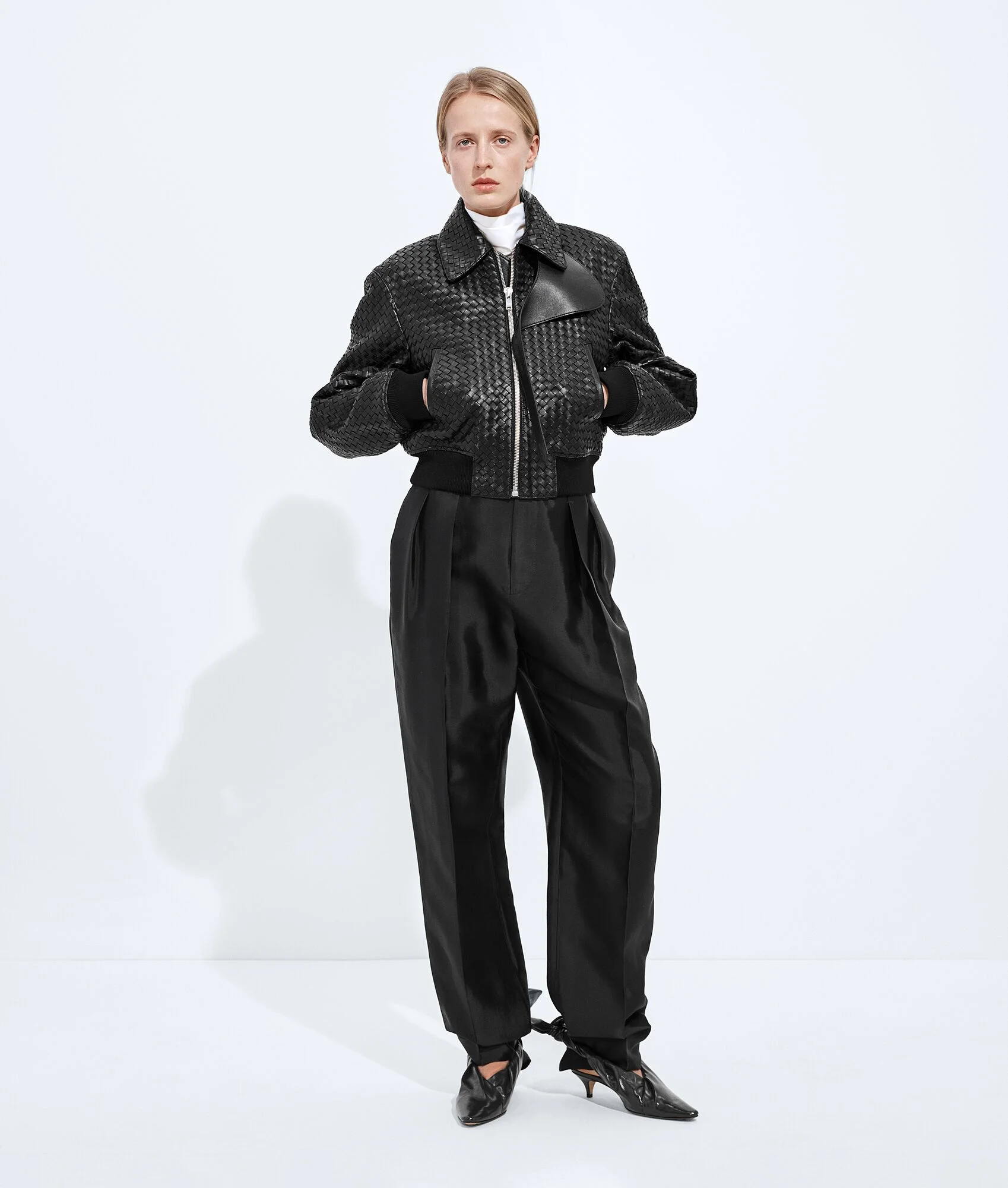 Intrecciato Leather Blouson - 1