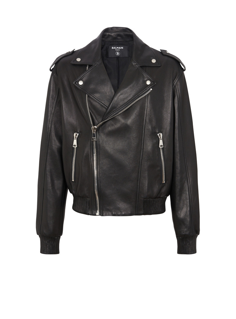 80s〜90s BALMAIN leather bomber jacket L Balmain Leather bomber jacket - CH1TF595LC620PA | REVERSIBLE