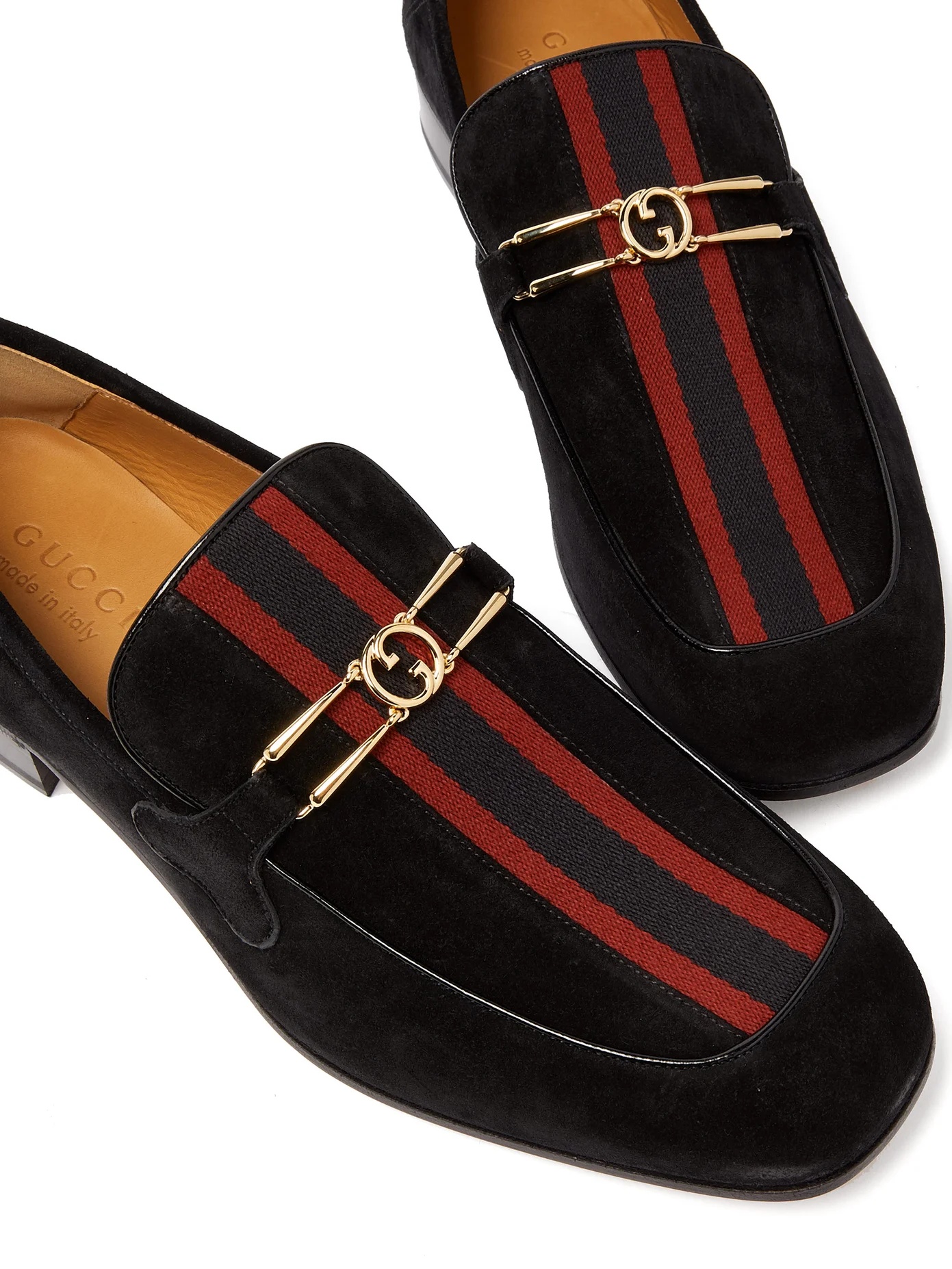 Phyllis Web-stripe suede loafers - 6