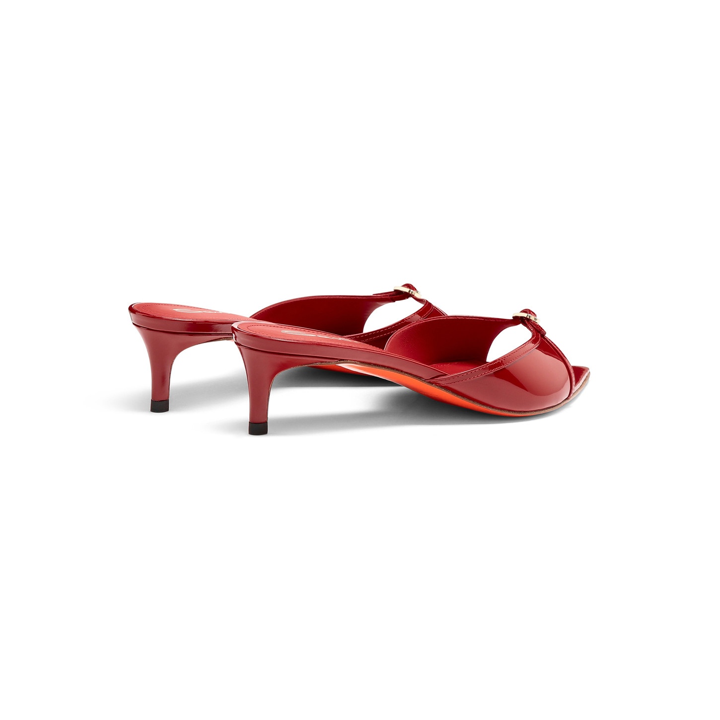 Women's red patent leather mid-heel sandal - 3