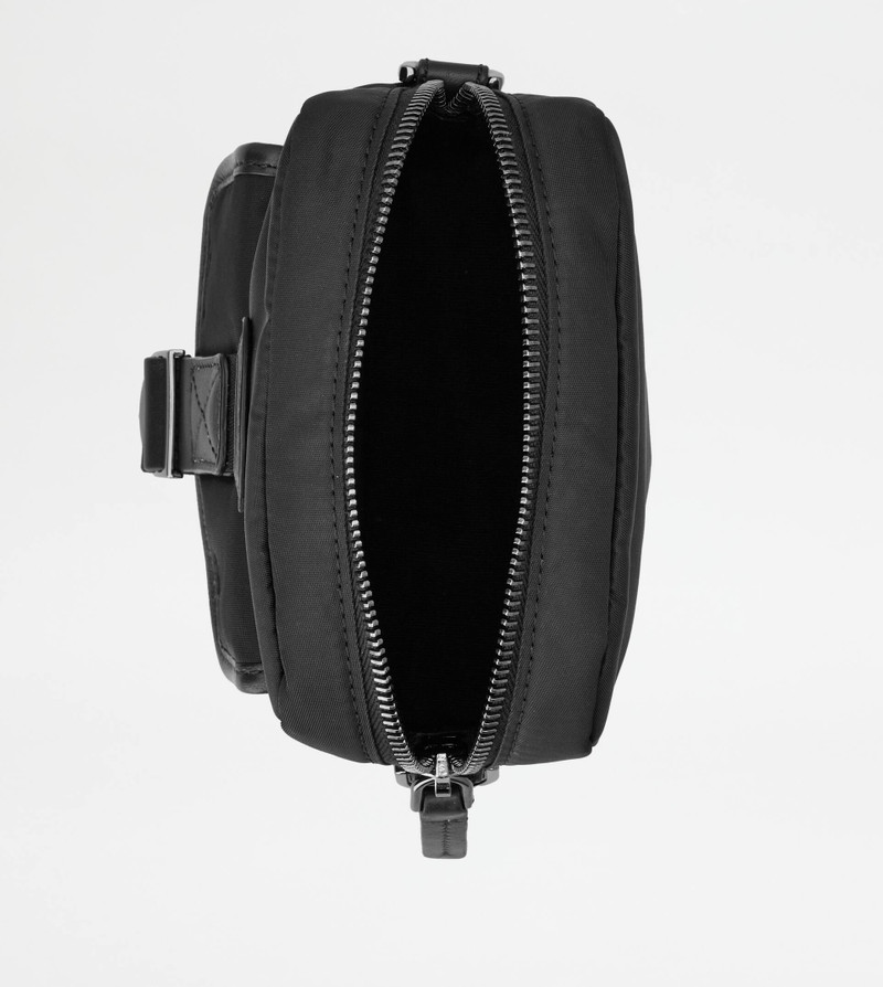 Tod's PHONE HOLDER IN FABRIC AND LEATHER MINI - BLACK outlook