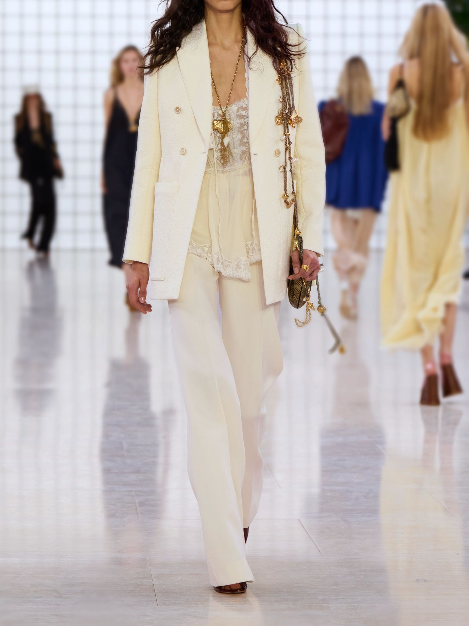 Wool-twill wide-leg pants White - 5