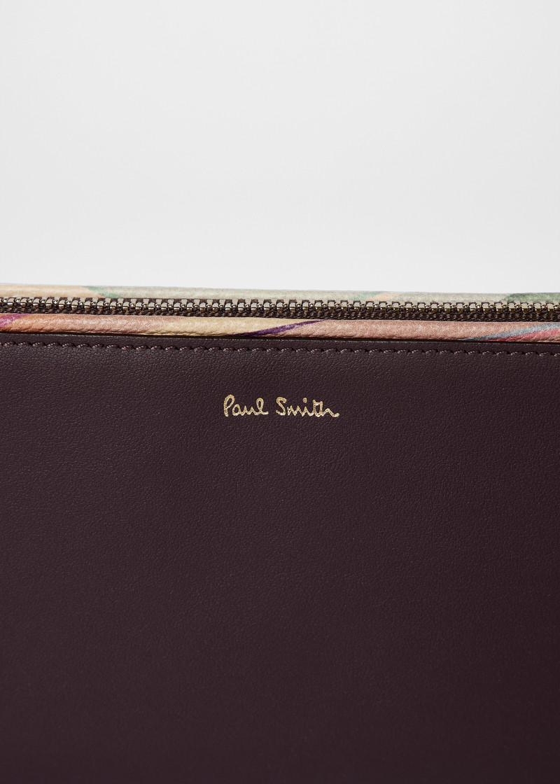 Women's Burgundy 'Faded Swirl' Trim Medium Zip Around Purse 3