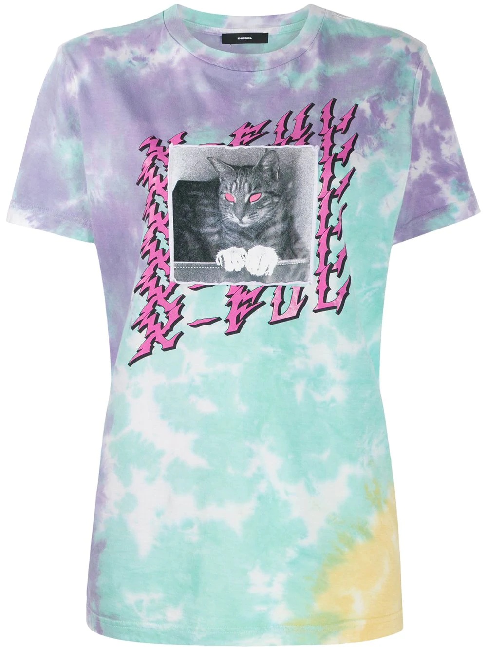 tie-dye cat print T-shirt - 1