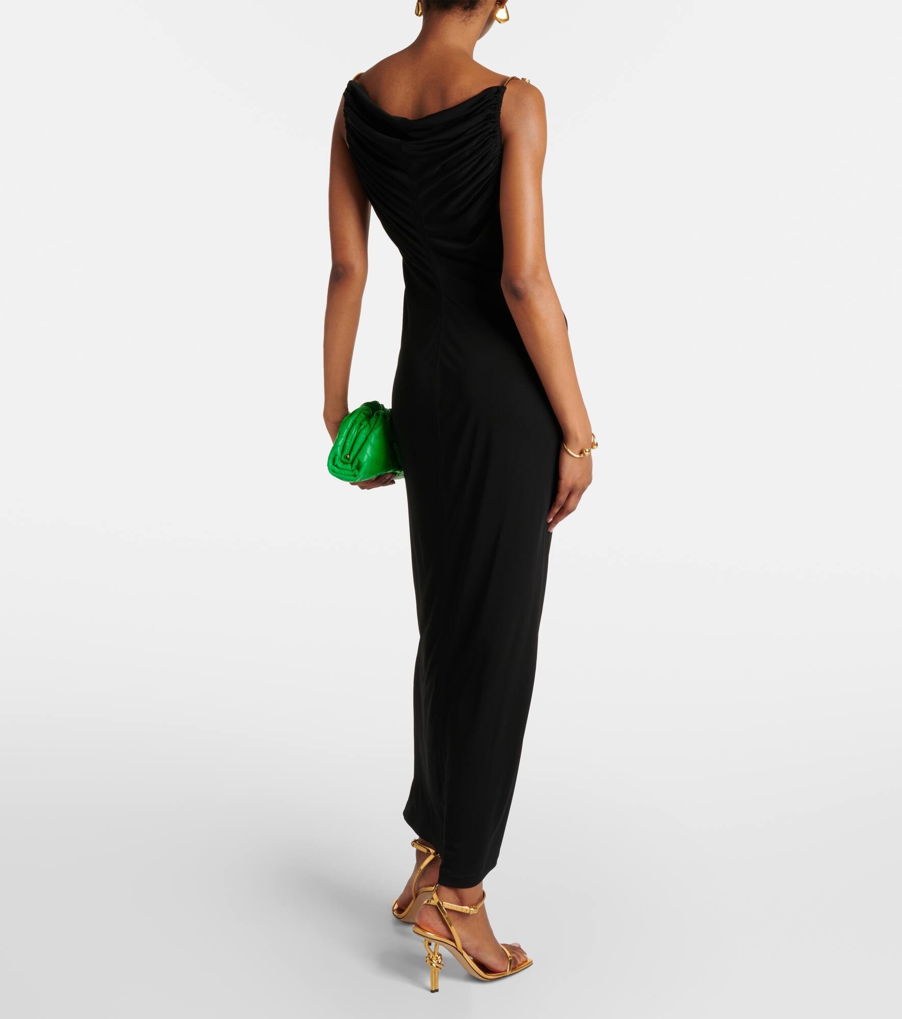 Embellished ruched crêpe maxi dress - 3