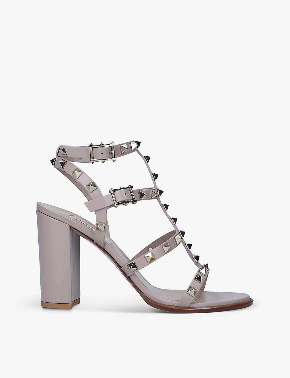 Rockstud open-toe leather heeled sandals - 1