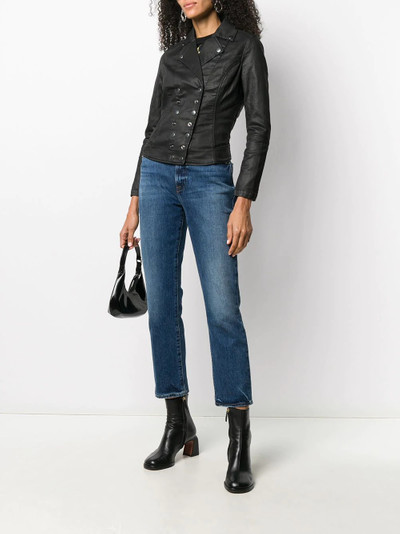 Diesel fitted cotton-leather jacket outlook