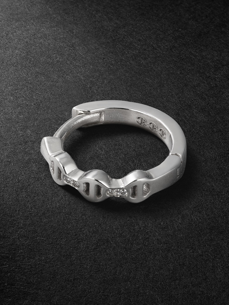 18-Karat White Gold Diamond Single Hoop Earring 1