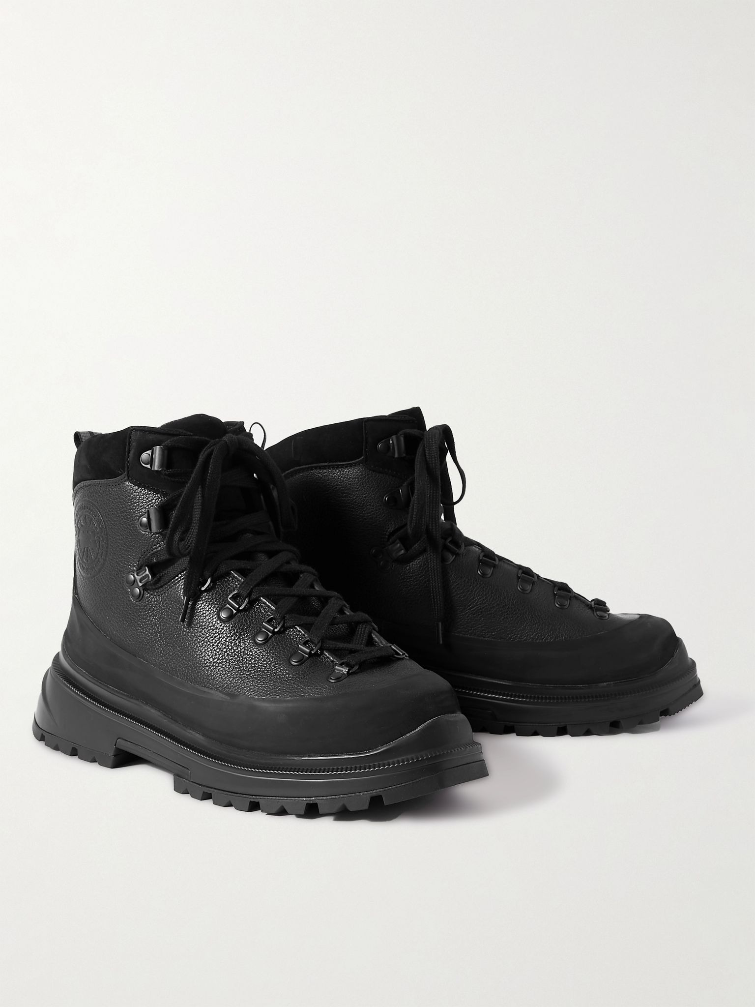 Journey Rubber and Nubuck-Trimmed Full-Grain Leather Hiking Boots Black - 3