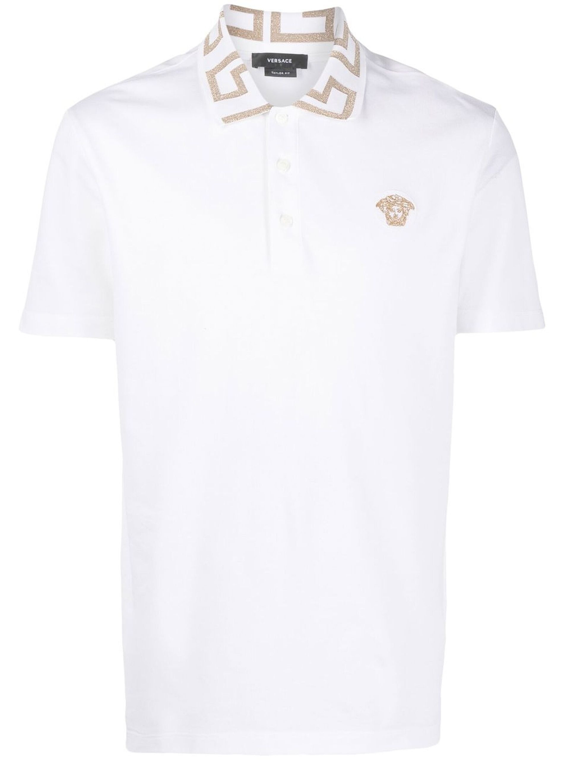 White Greca Cotton Polo Shirt - 1