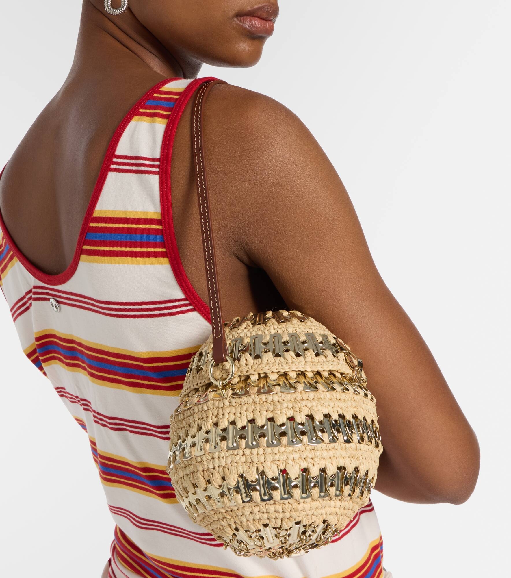 1969 embellished raffia shoulder bag - 6